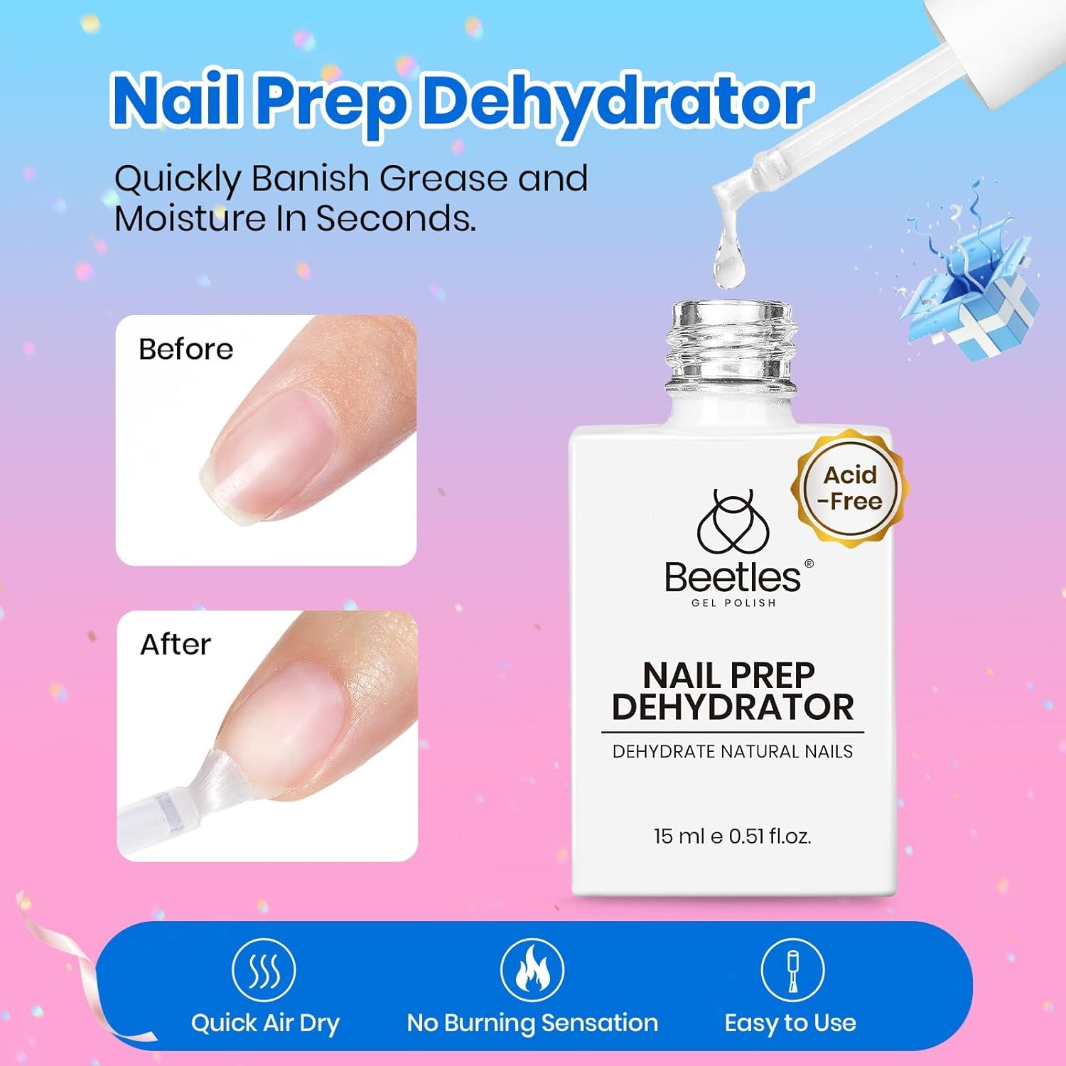 image:imageBeetles HEMA Free amp TPO Free Gel Base and Top Coat Set No Wipe Top Coat Soak Off UV LED Gel Polish Foundation Kit for Long Lasting High Gloss Manicure12Dehydrator Primer