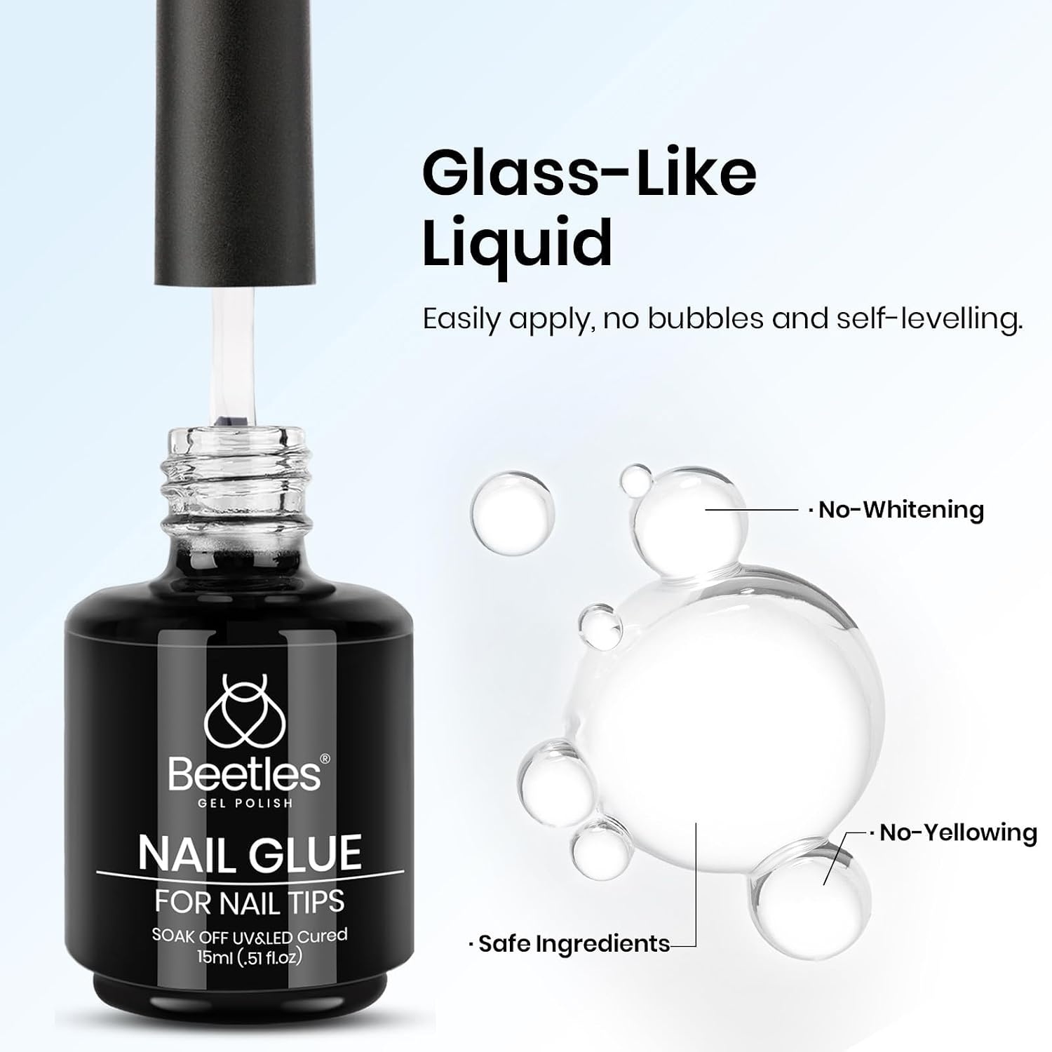 image:imageBeetles HEMA Free amp TPO Free Gel Base and Top Coat Set No Wipe Top Coat Soak Off UV LED Gel Polish Foundation Kit for Long Lasting High Gloss ManicureClear Nail Glue Gel
