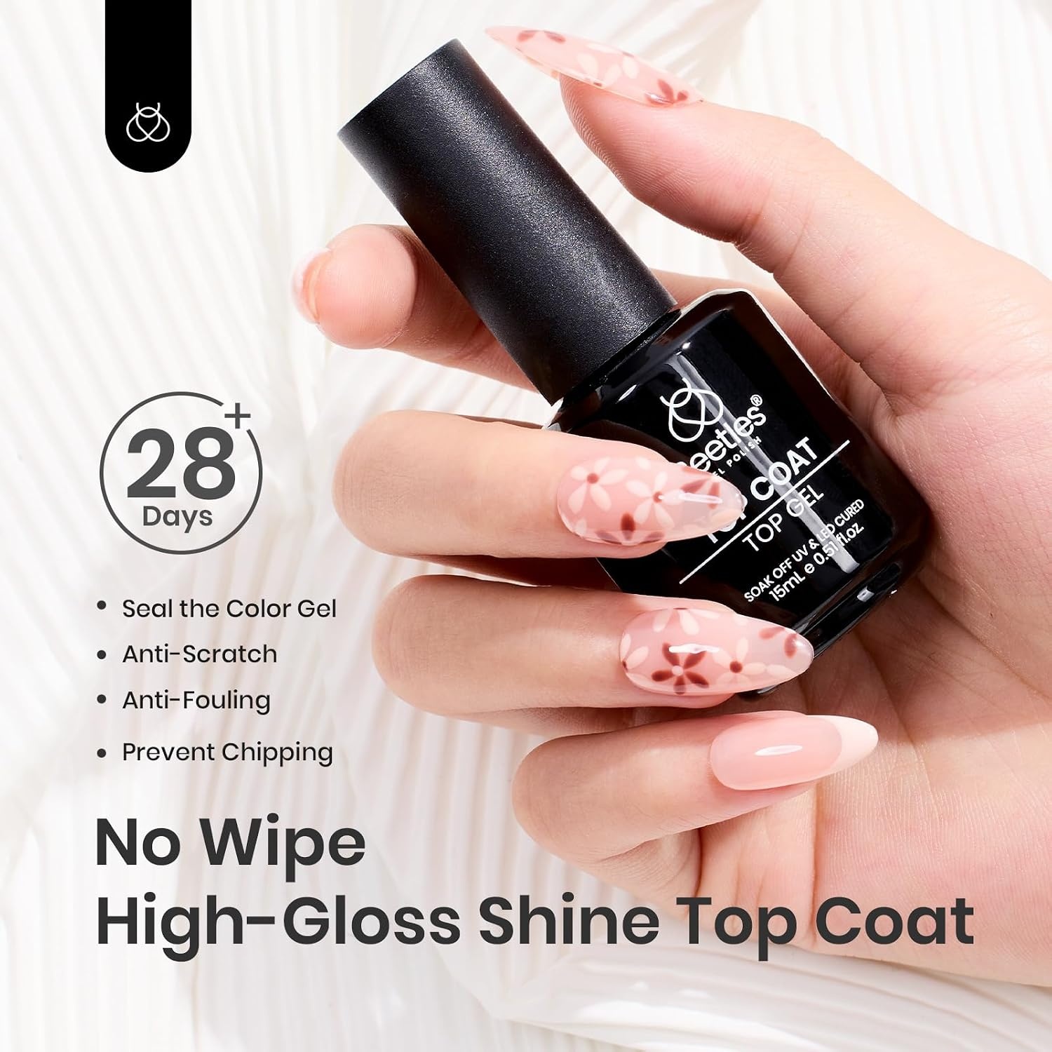 image:imageBeetles HEMA Free amp TPO Free Gel Base and Top Coat Set No Wipe Top Coat Soak Off UV LED Gel Polish Foundation Kit for Long Lasting High Gloss Manicure14Peel Off Base Top Coat