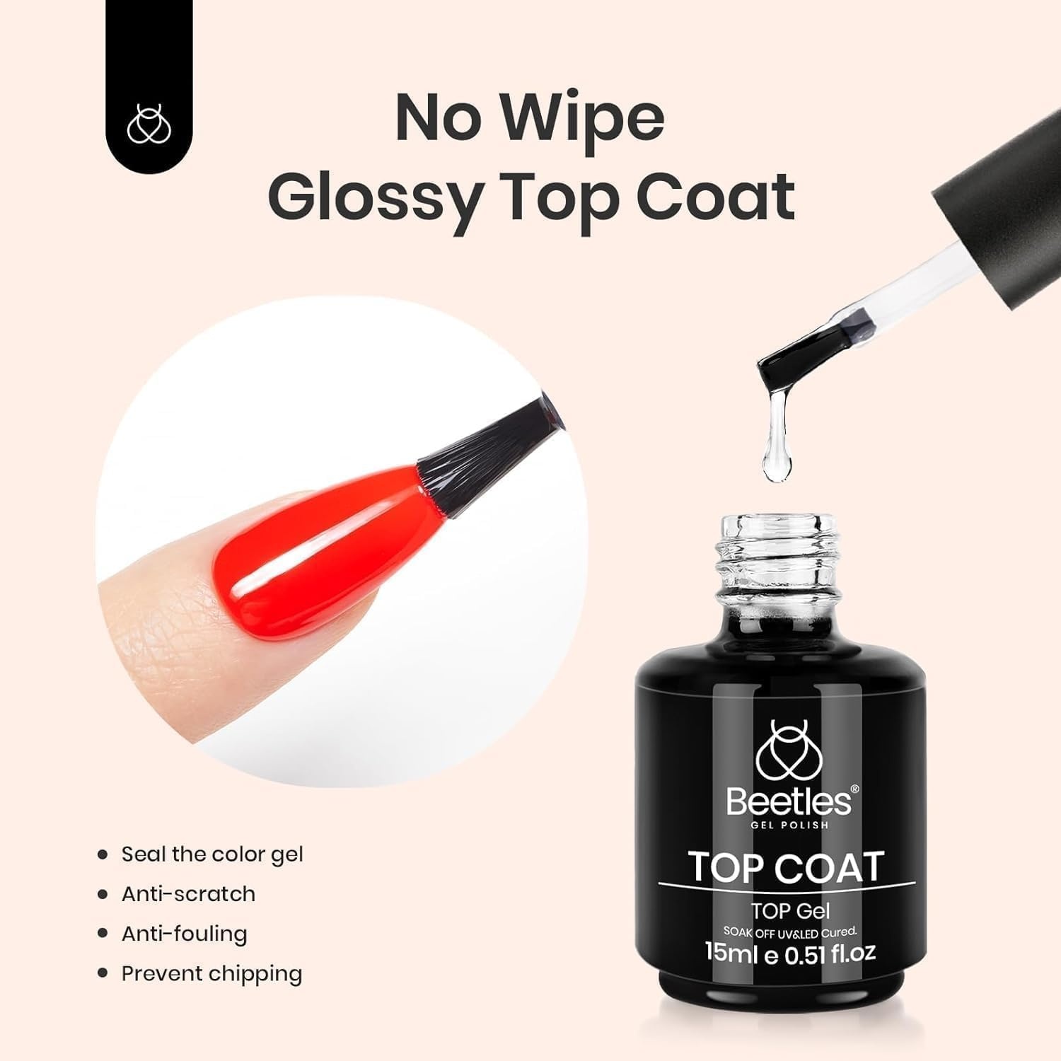 image:imageBeetles HEMA Free amp TPO Free Gel Base and Top Coat Set No Wipe Top Coat Soak Off UV LED Gel Polish Foundation Kit for Long Lasting High Gloss ManicureBase Top Coat with Liquid Latex