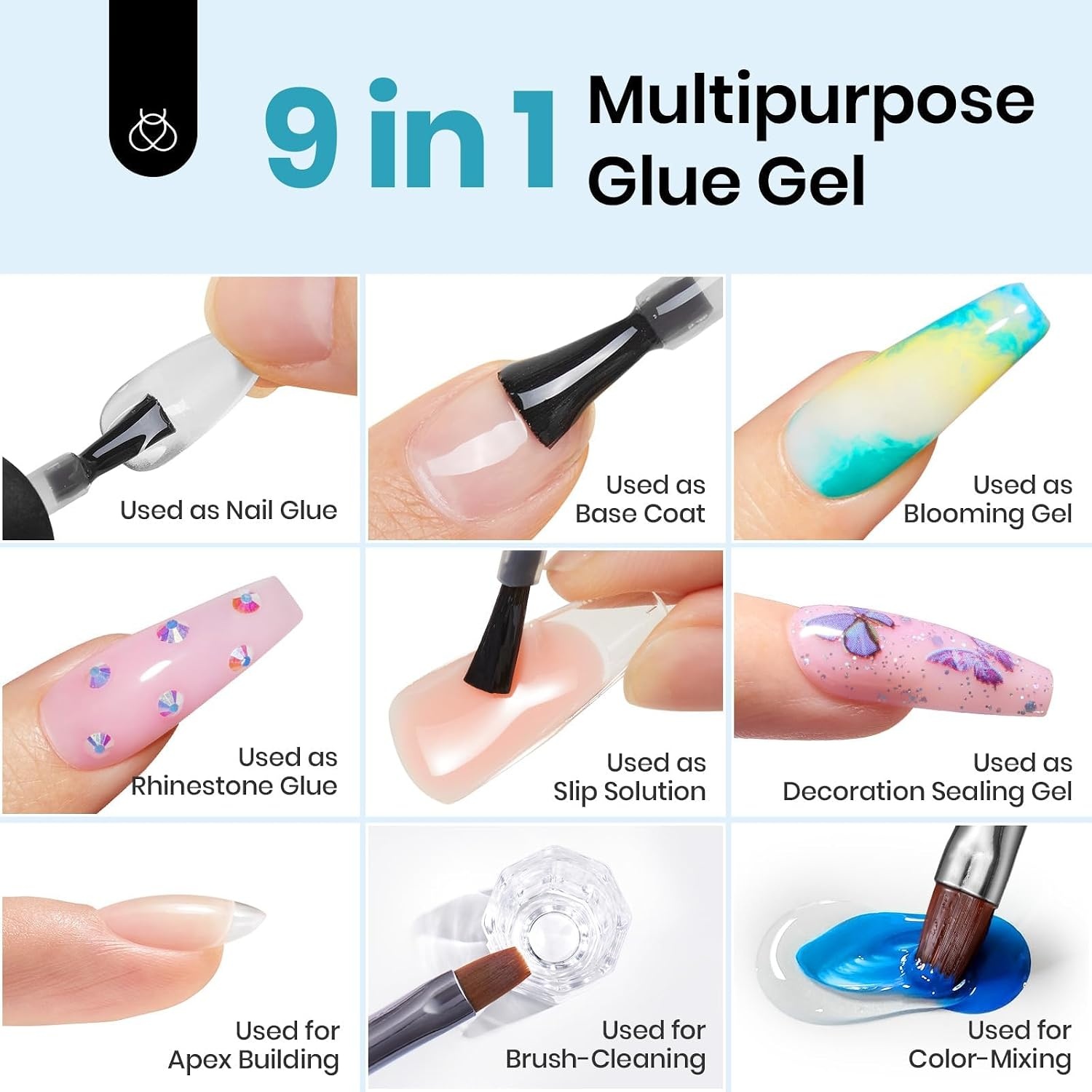 image:imageBeetles HEMA Free amp TPO Free Gel Base and Top Coat Set No Wipe Top Coat Soak Off UV LED Gel Polish Foundation Kit for Long Lasting High Gloss ManicureClear Nail Glue Gel