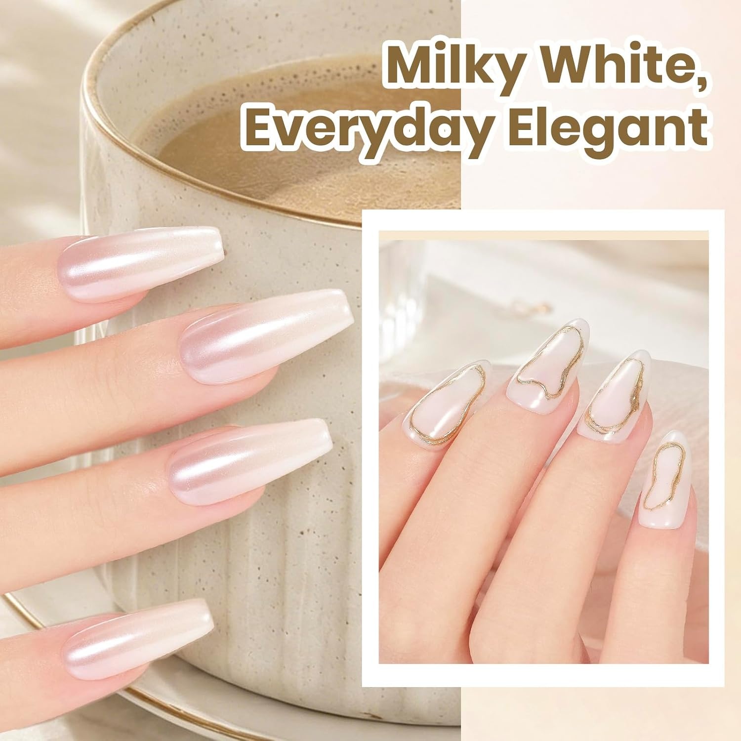 image:imageBeetles HEMA Free amp TPO Free Gel Base and Top Coat Set No Wipe Top Coat Soak Off UV LED Gel Polish Foundation Kit for Long Lasting High Gloss ManicureZMilky White Top Coat