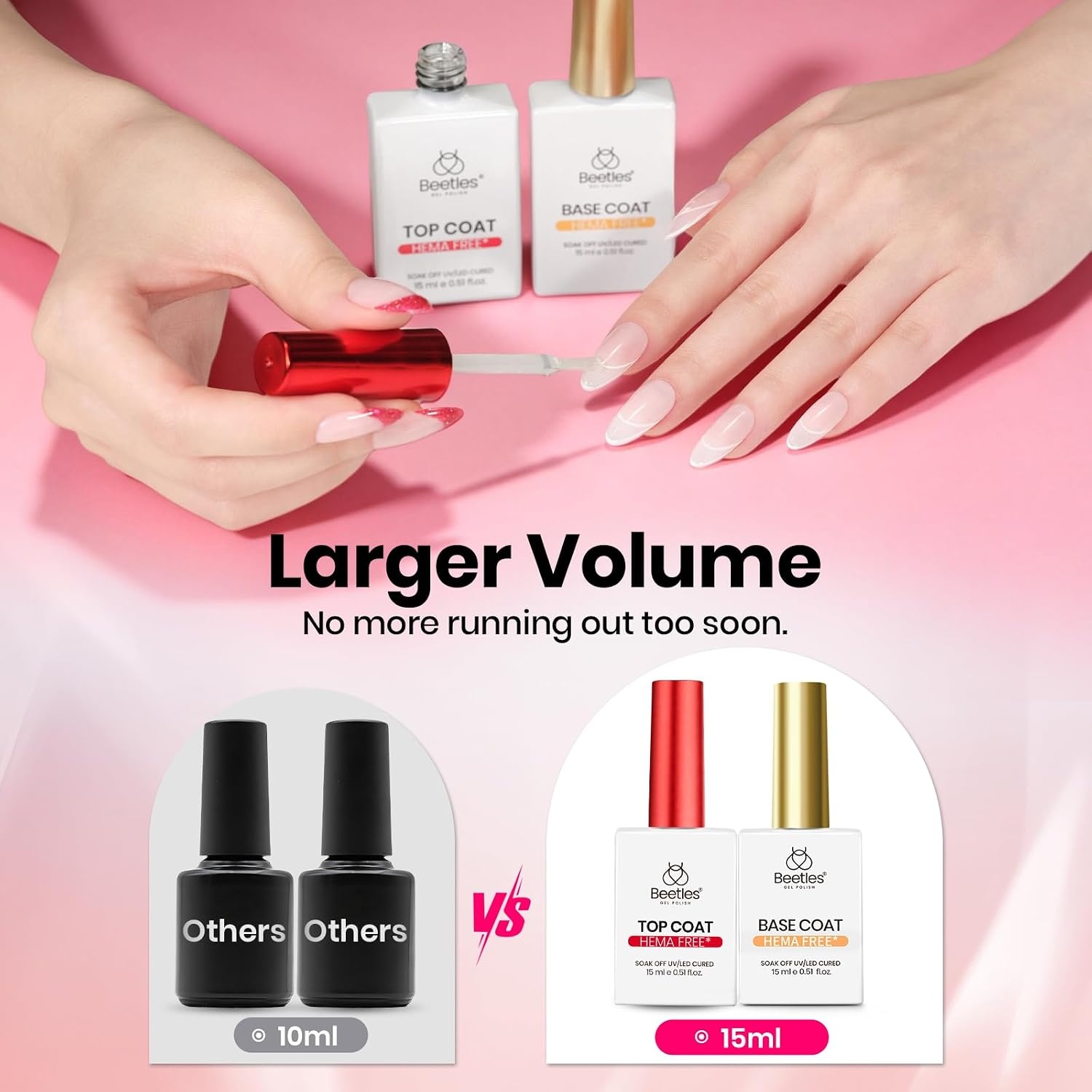 image:imageBeetles HEMA Free amp TPO Free Gel Base and Top Coat Set No Wipe Top Coat Soak Off UV LED Gel Polish Foundation Kit for Long Lasting High Gloss Manicure06Clear Hema Free Gel Top and Base Coat 2Pcs