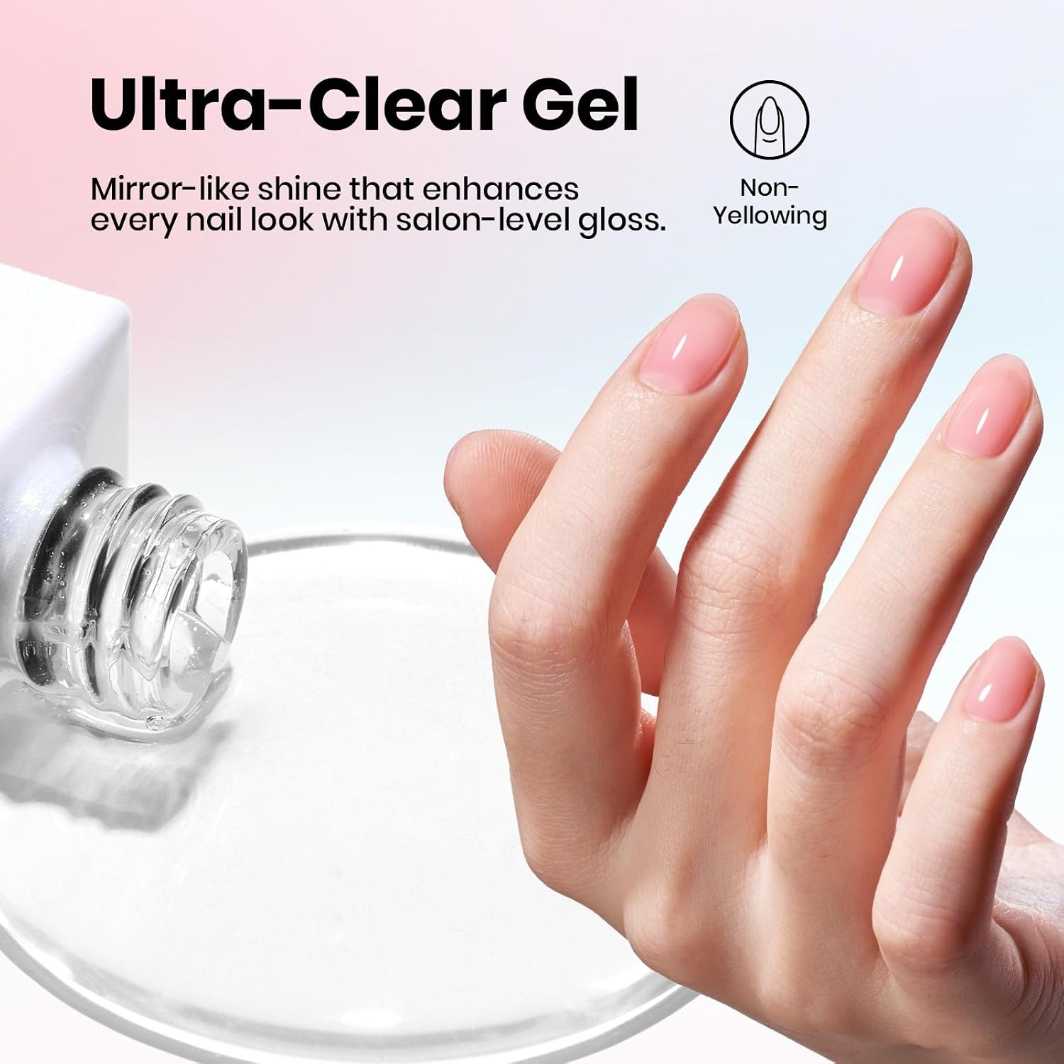 image:imageBeetles HEMA Free amp TPO Free Gel Base and Top Coat Set No Wipe Top Coat Soak Off UV LED Gel Polish Foundation Kit for Long Lasting High Gloss Manicure11Clear gel base and top