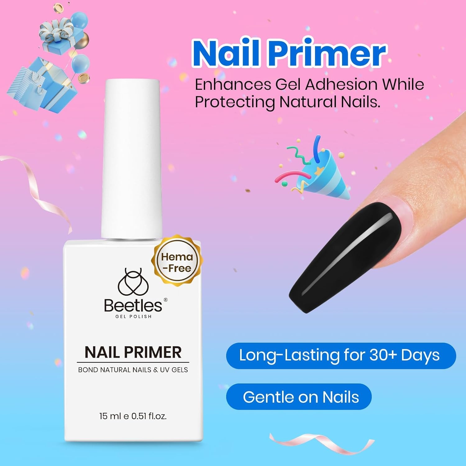 image:imageBeetles HEMA Free amp TPO Free Gel Base and Top Coat Set No Wipe Top Coat Soak Off UV LED Gel Polish Foundation Kit for Long Lasting High Gloss Manicure12Dehydrator Primer