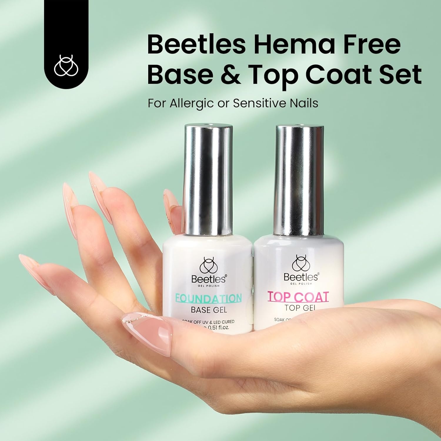 image:imageBeetles HEMA Free amp TPO Free Gel Base and Top Coat Set No Wipe Top Coat Soak Off UV LED Gel Polish Foundation Kit for Long Lasting High Gloss Manicure13Hema Free Base Top Coat