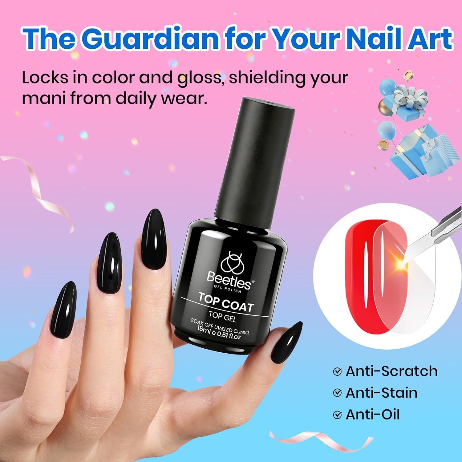 image:imageBeetles HEMA Free amp TPO Free Gel Base and Top Coat Set No Wipe Top Coat Soak Off UV LED Gel Polish Foundation Kit for Long Lasting High Gloss Manicure00Base Top Coat