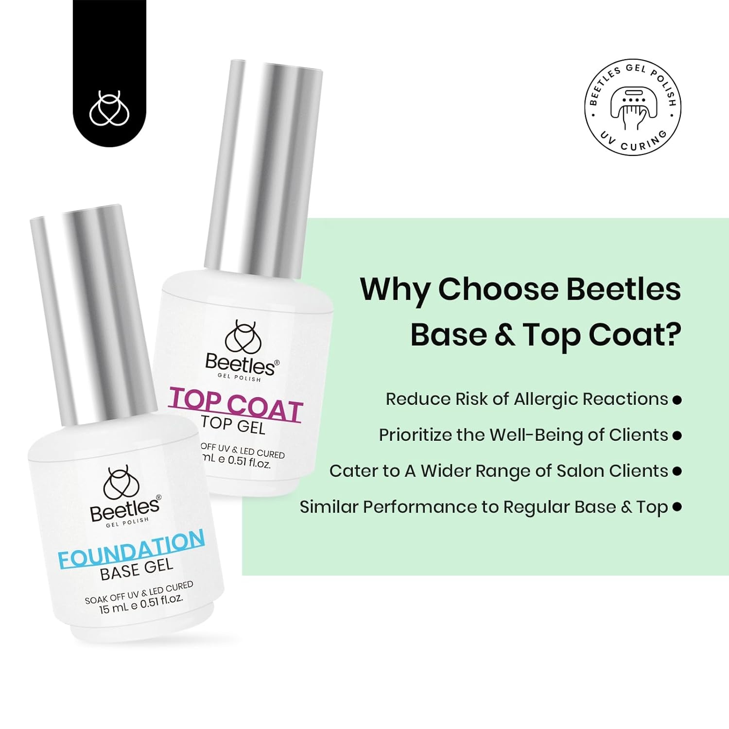 image:imageBeetles HEMA Free amp TPO Free Gel Base and Top Coat Set No Wipe Top Coat Soak Off UV LED Gel Polish Foundation Kit for Long Lasting High Gloss Manicure13Hema Free Base Top Coat