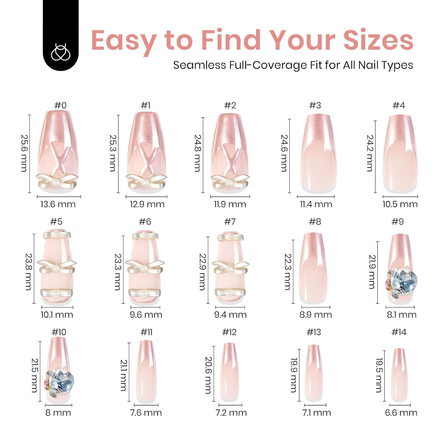 image:imageBeetles Handmade Presson Nails French Coffin Ballerina Pink Design 30 Pcs Fake Nails Reusable Nail Kit with Quickdrying Nail Glue Mini Manicure File DIY Home Salon in 15 Sizes Gifts for Women Girls