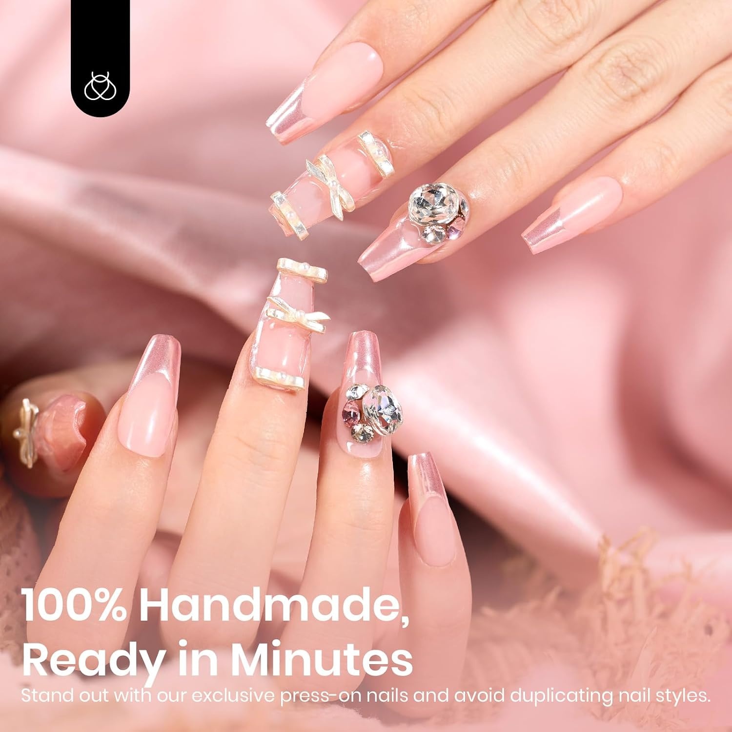 image:imageBeetles Handmade Presson Nails French Coffin Ballerina Pink Design 30 Pcs Fake Nails Reusable Nail Kit with Quickdrying Nail Glue Mini Manicure File DIY Home Salon in 15 Sizes Gifts for Women Girls