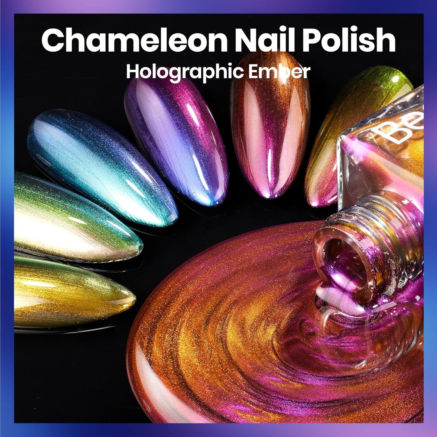 image:imageBeetles Mirror Nail Polish Set Metallic Muse 6 Colors High Gloss amp QuickDrying Metallic Nail Polish Set LongLasting Air Dry Home DIY Perfect Nail Art Spring Gift for WomenHolographic Ember