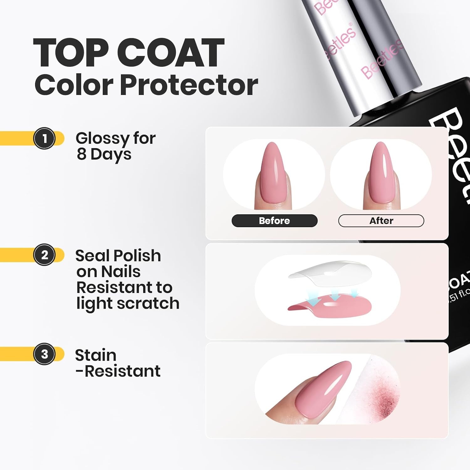 image:imageBeetles Mirror Nail Polish Set Metallic Muse 6 Colors High Gloss amp QuickDrying Metallic Nail Polish Set LongLasting Air Dry Home DIY Perfect Nail Art Spring Gift for WomenClear