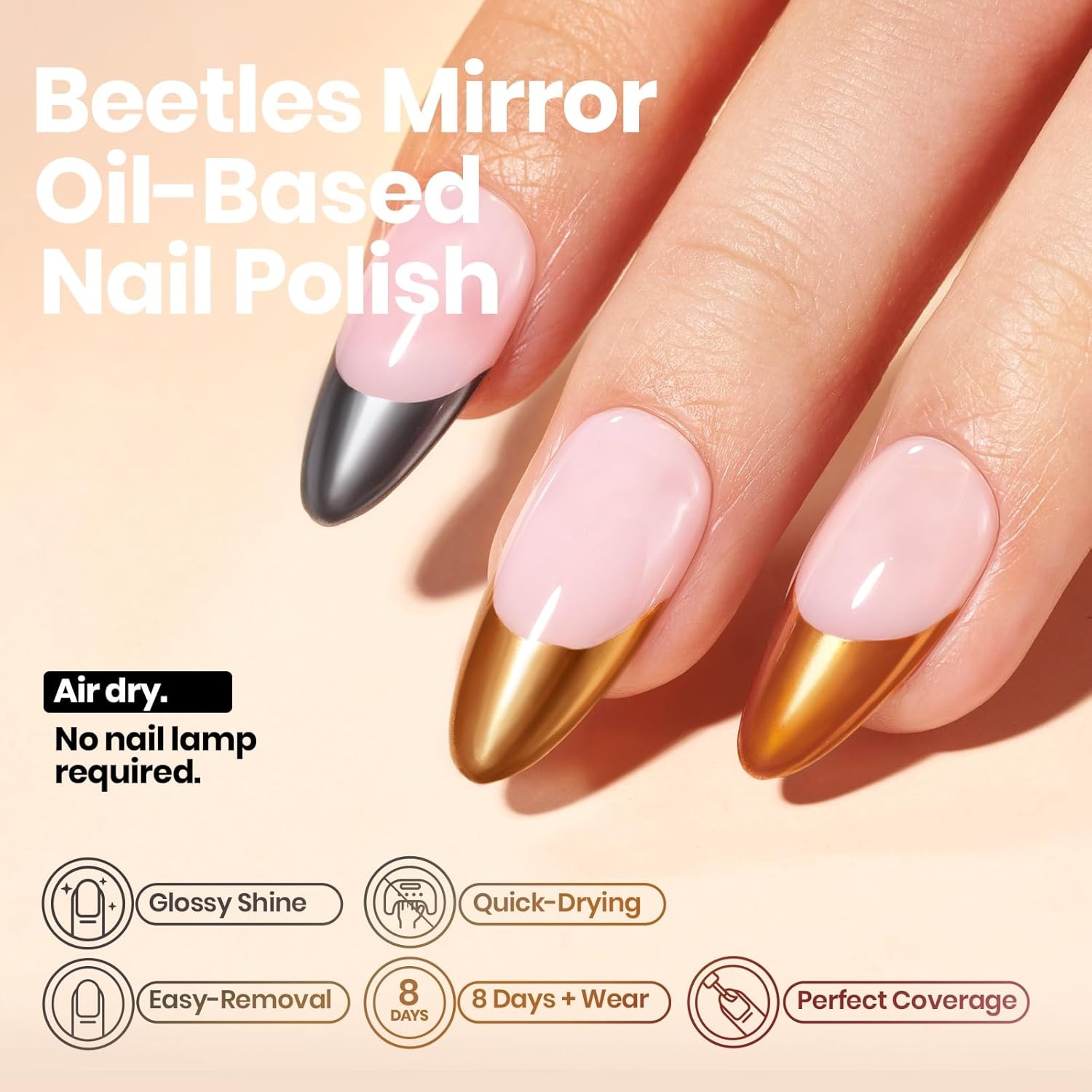 image:imageBeetles Mirror Nail Polish Set Metallic Muse 6 Colors High Gloss amp QuickDrying Metallic Nail Polish Set LongLasting Air Dry Home DIY Perfect Nail Art Spring Gift for WomenMetallic Muse