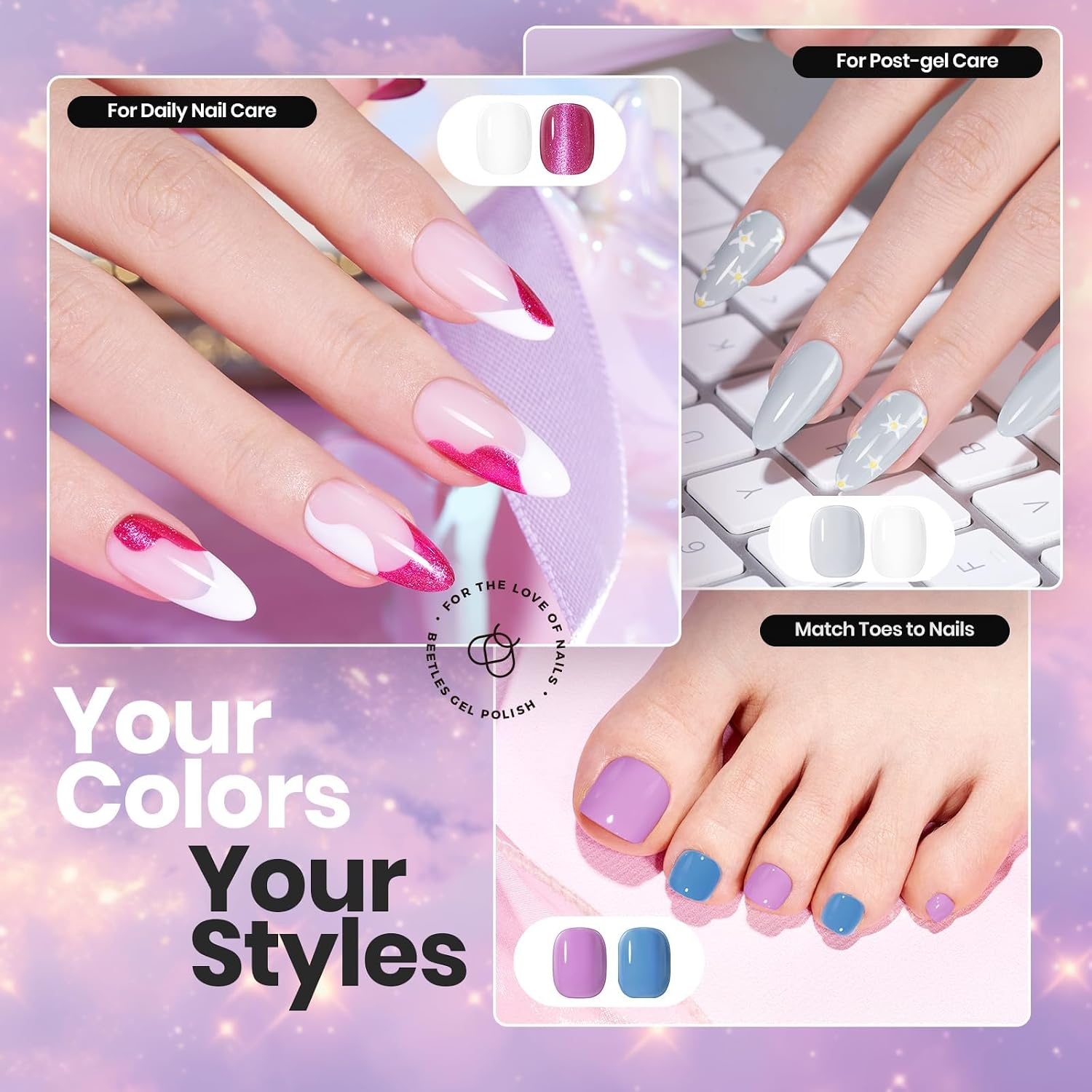 image:imageBeetles Mirror Nail Polish Set Metallic Muse 6 Colors High Gloss amp QuickDrying Metallic Nail Polish Set LongLasting Air Dry Home DIY Perfect Nail Art Spring Gift for WomenWhimsical Wonderland