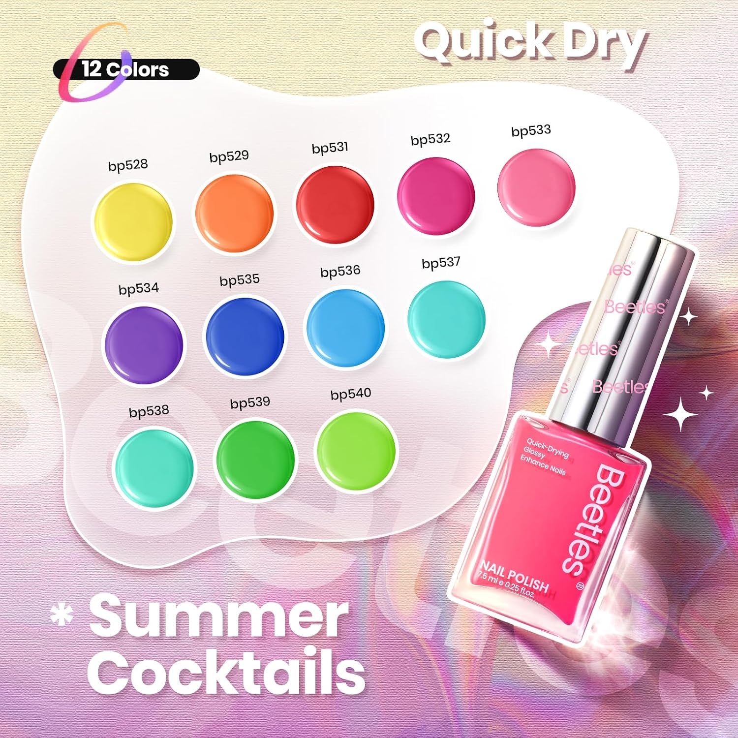 image:imageBeetles Mirror Nail Polish Set Metallic Muse 6 Colors High Gloss amp QuickDrying Metallic Nail Polish Set LongLasting Air Dry Home DIY Perfect Nail Art Spring Gift for WomenSummer Cocktails