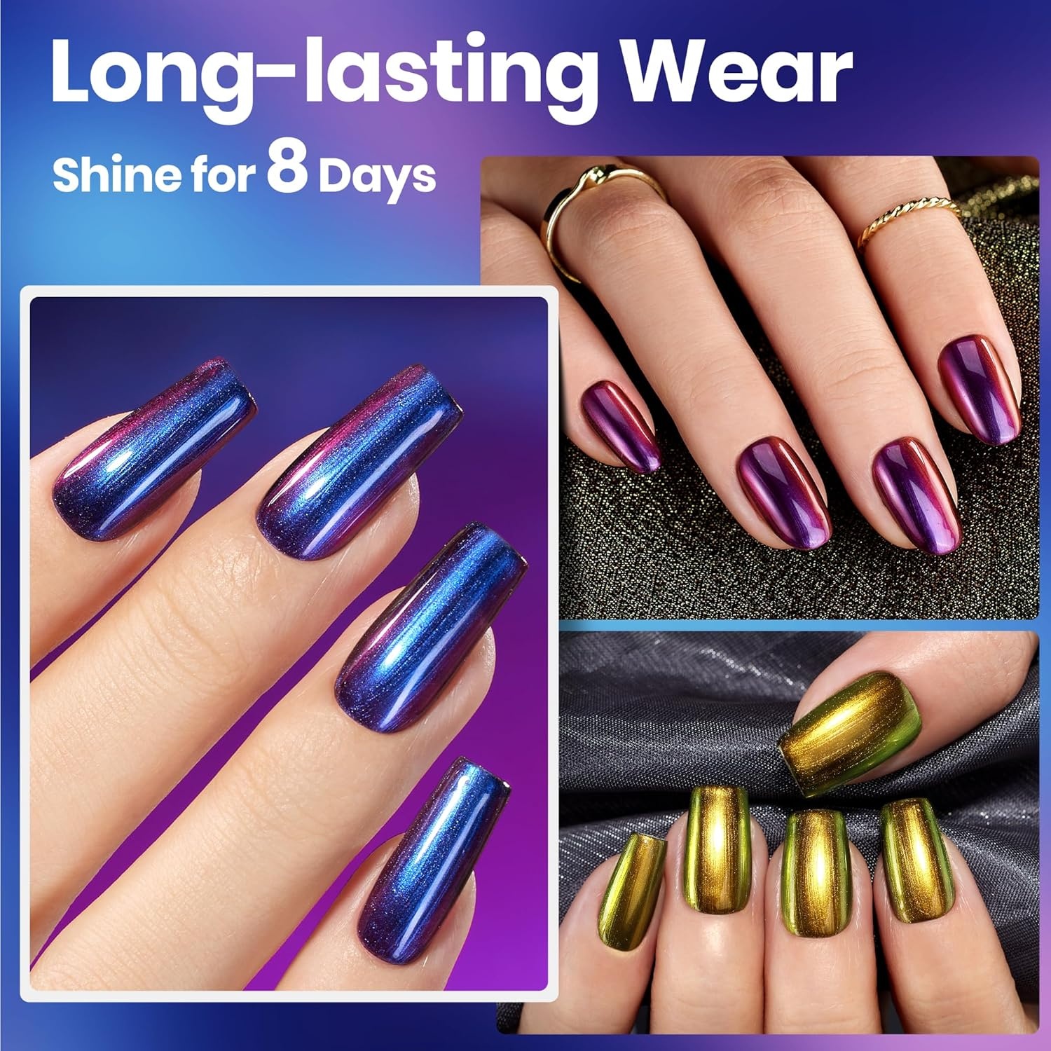 image:imageBeetles Mirror Nail Polish Set Metallic Muse 6 Colors High Gloss amp QuickDrying Metallic Nail Polish Set LongLasting Air Dry Home DIY Perfect Nail Art Spring Gift for WomenHolographic Ember