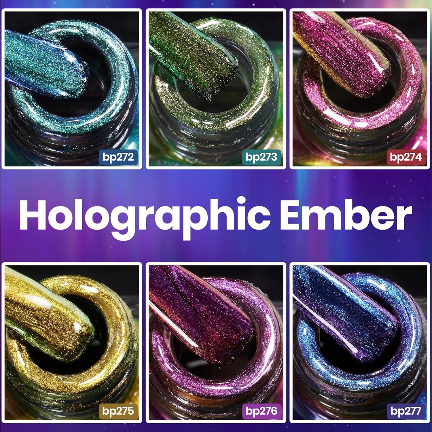 image:imageBeetles Mirror Nail Polish Set Metallic Muse 6 Colors High Gloss amp QuickDrying Metallic Nail Polish Set LongLasting Air Dry Home DIY Perfect Nail Art Spring Gift for WomenHolographic Ember