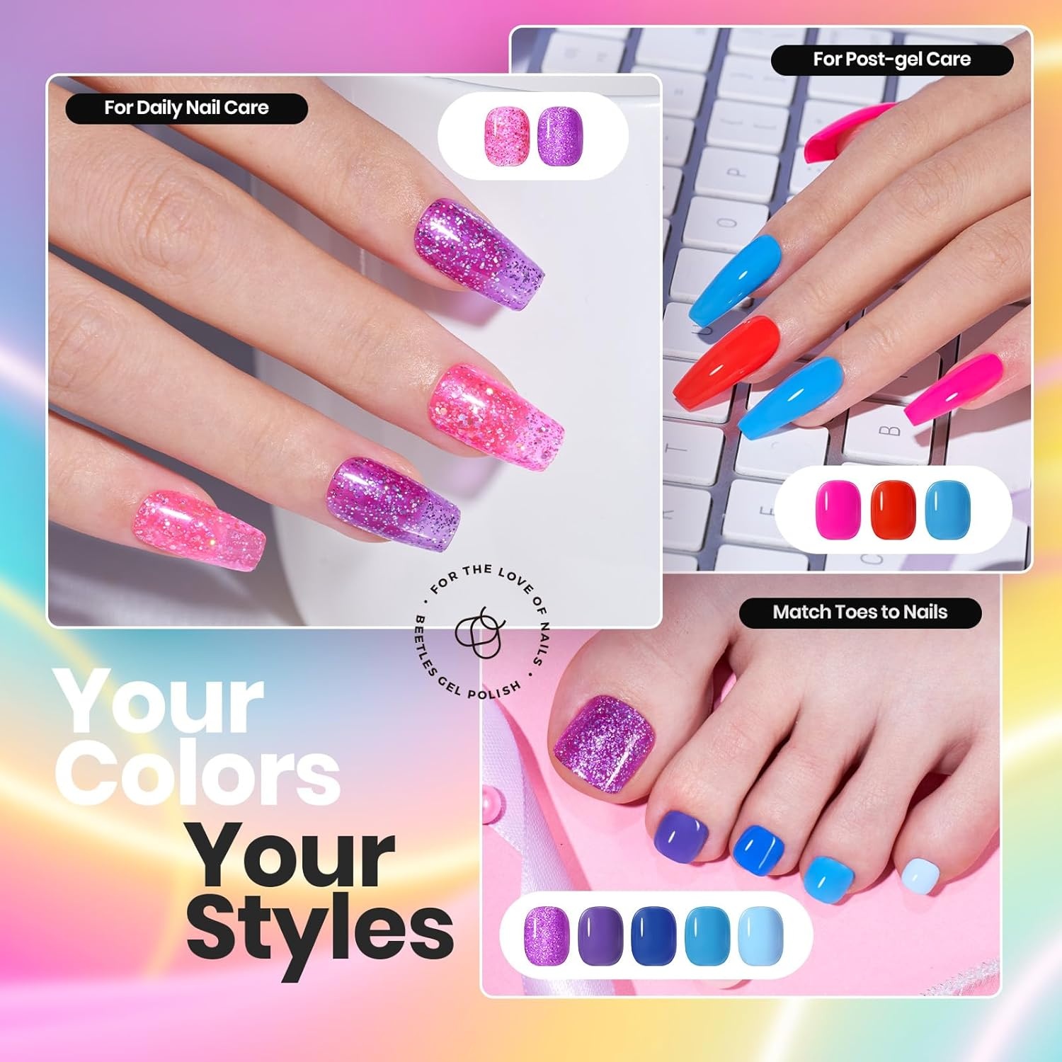 image:imageBeetles Mirror Nail Polish Set Metallic Muse 6 Colors High Gloss amp QuickDrying Metallic Nail Polish Set LongLasting Air Dry Home DIY Perfect Nail Art Spring Gift for WomenTropical Twist