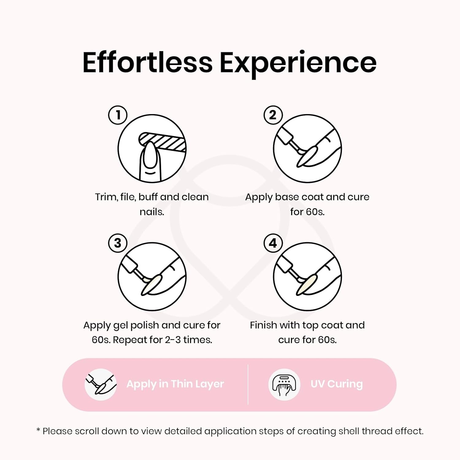 image:imageBeetles Pearl Pink Gel Nail Polish Soft Afternoon Mermaid Gel Polish 15ml Thread Effect Pink Nails Swirl Shell UV LED Soak Off Gel Manicure