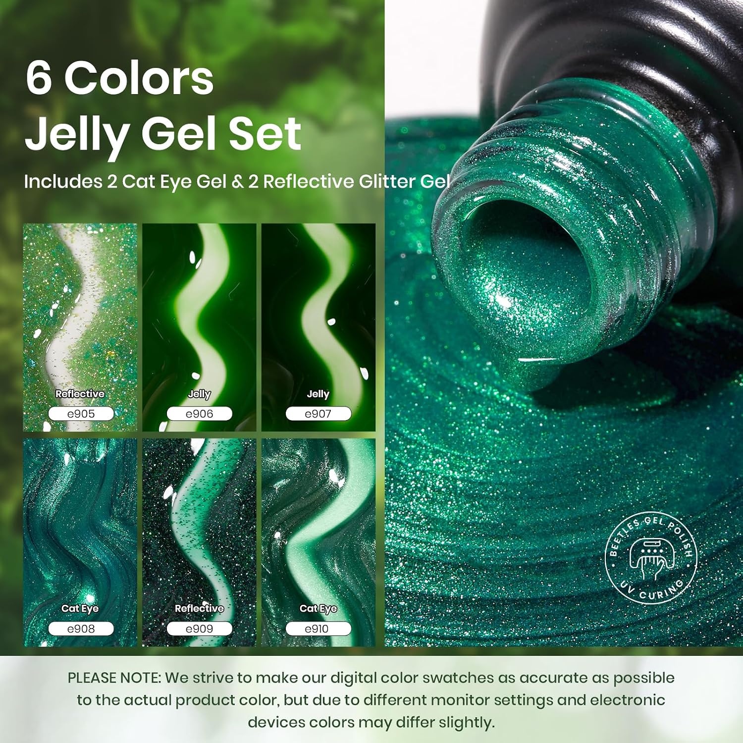image:imageBeetles Purple Gel Nail Polish Set 6 Colors Spring Glitter Pink Milky White Romantic Garden Collection Gel Polish Soak Off Uv Led Lamp Cured Diy Manicure for Women000Enchanted Forest