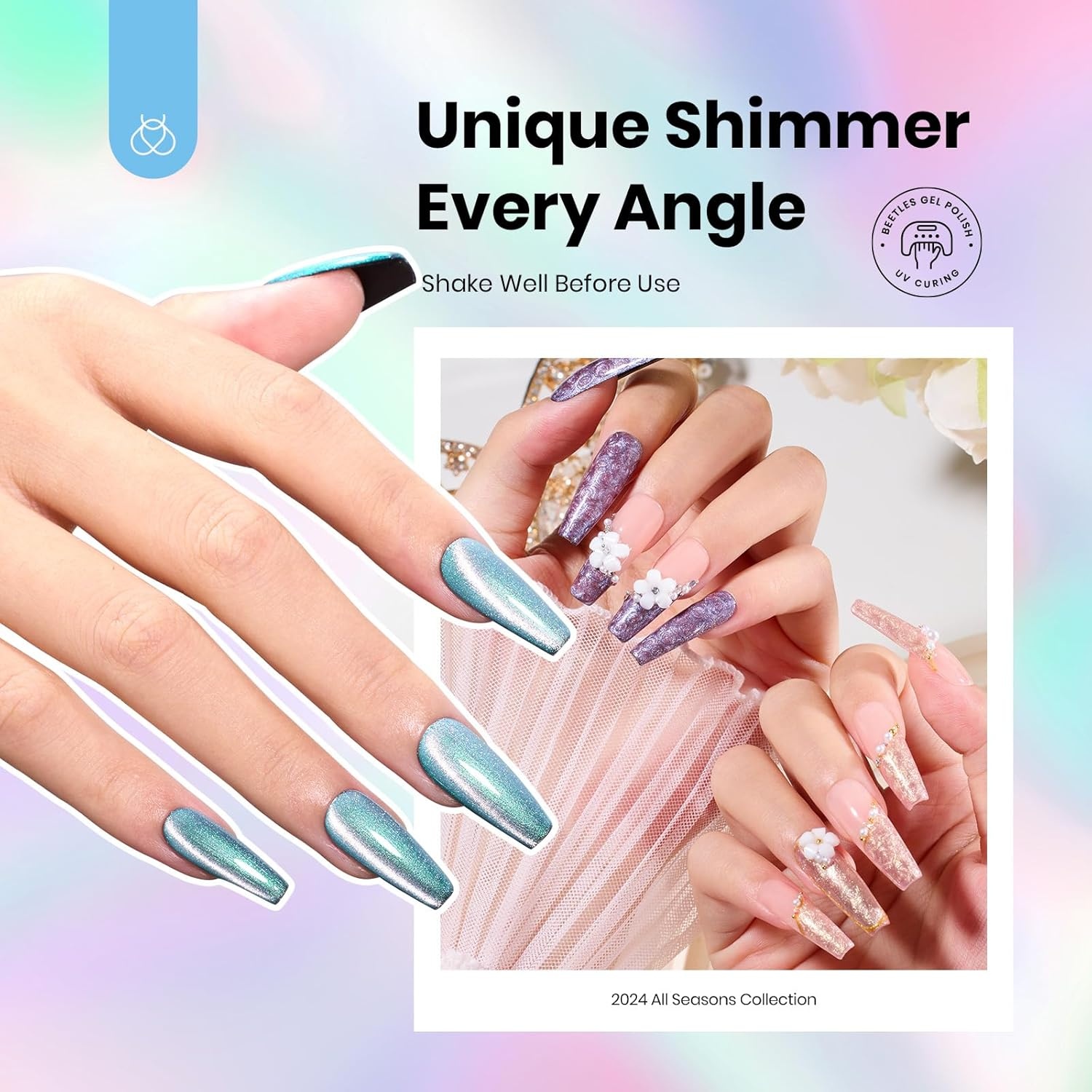 image:imageBeetles Purple Gel Nail Polish Set 6 Colors Spring Glitter Pink Milky White Romantic Garden Collection Gel Polish Soak Off Uv Led Lamp Cured Diy Manicure for Women00Magical Swirl