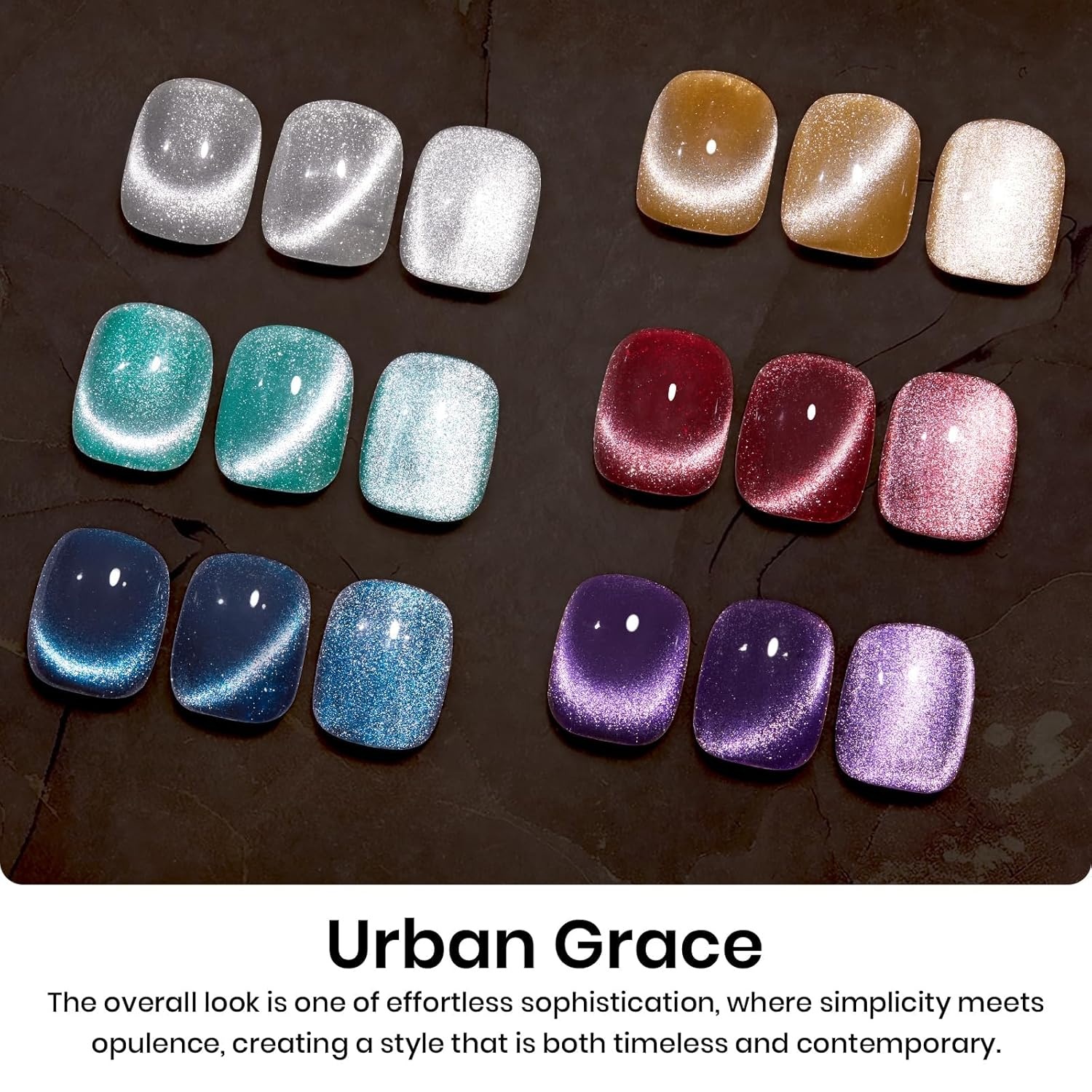 image:imageBeetles Purple Gel Nail Polish Set 6 Colors Spring Glitter Pink Milky White Romantic Garden Collection Gel Polish Soak Off Uv Led Lamp Cured Diy Manicure for Women006 Colors Urban Grace Cat Eye