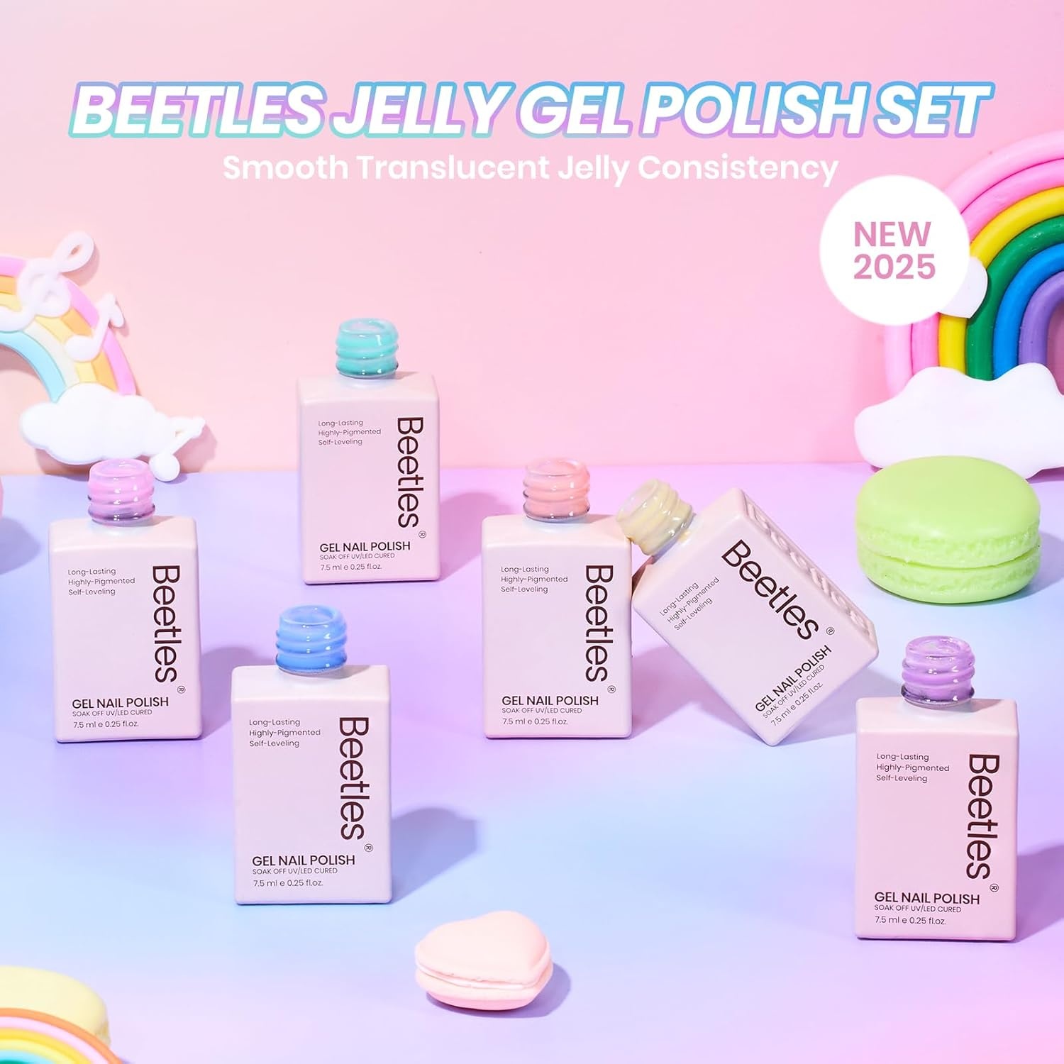 image:imageBeetles Purple Gel Nail Polish Set 6 Colors Spring Glitter Pink Milky White Romantic Garden Collection Gel Polish Soak Off Uv Led Lamp Cured Diy Manicure for Women000Macaron Dream