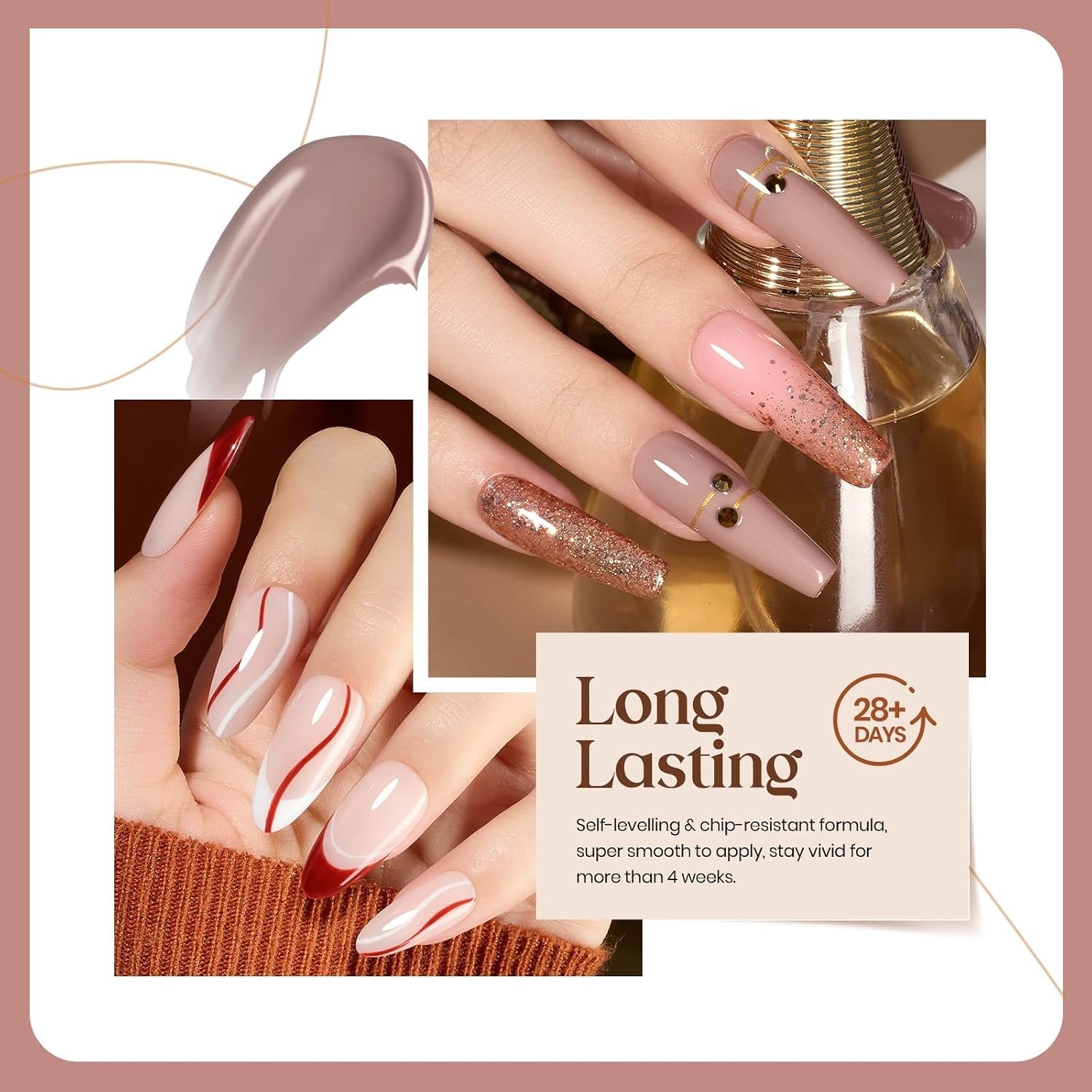 image:imageBeetles Purple Gel Nail Polish Set 6 Colors Spring Glitter Pink Milky White Romantic Garden Collection Gel Polish Soak Off Uv Led Lamp Cured Diy Manicure for Women000Smooth Hazelnut