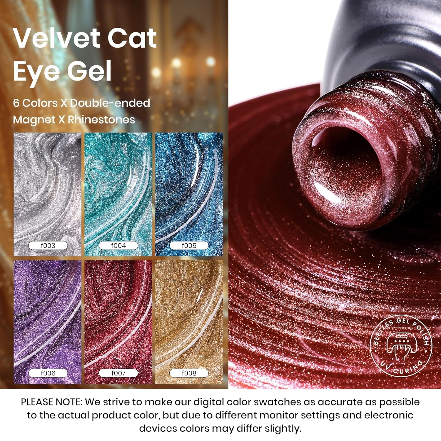 image:imageBeetles Purple Gel Nail Polish Set 6 Colors Spring Glitter Pink Milky White Romantic Garden Collection Gel Polish Soak Off Uv Led Lamp Cured Diy Manicure for Women006 Colors Urban Grace Cat Eye