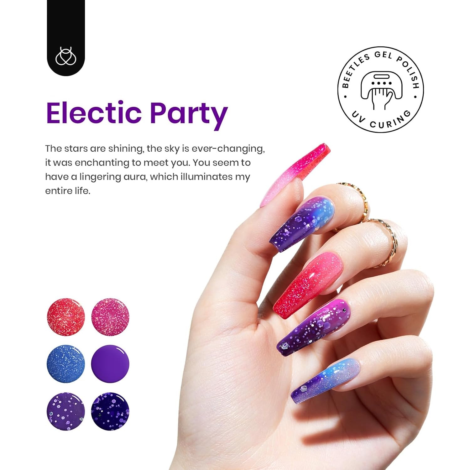 image:imageBeetles Purple Gel Nail Polish Set 6 Colors Spring Glitter Pink Milky White Romantic Garden Collection Gel Polish Soak Off Uv Led Lamp Cured Diy Manicure for Women00Electic Party