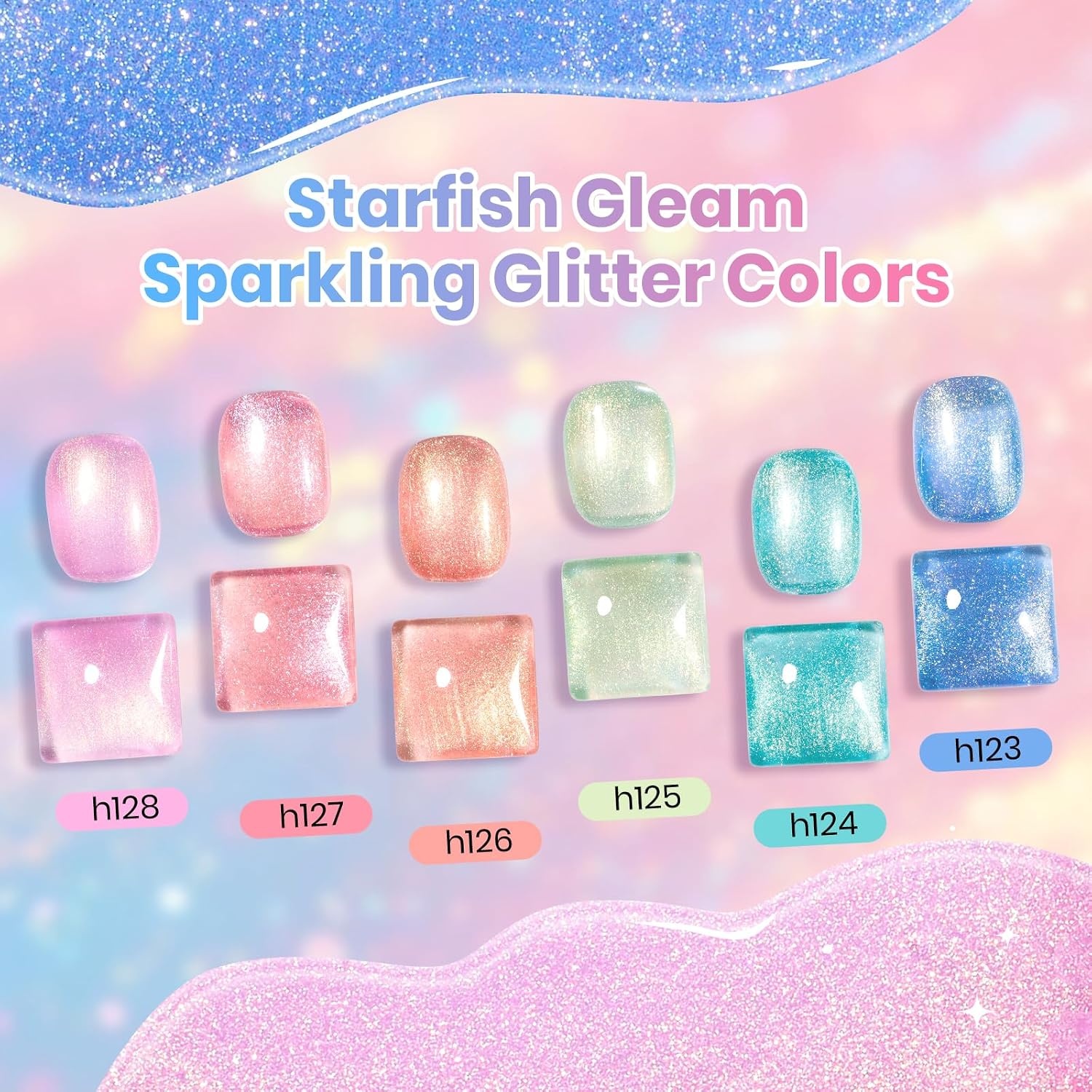 image:imageBeetles Purple Gel Nail Polish Set 6 Colors Spring Glitter Pink Milky White Romantic Garden Collection Gel Polish Soak Off Uv Led Lamp Cured Diy Manicure for WomenStarfish Gleam