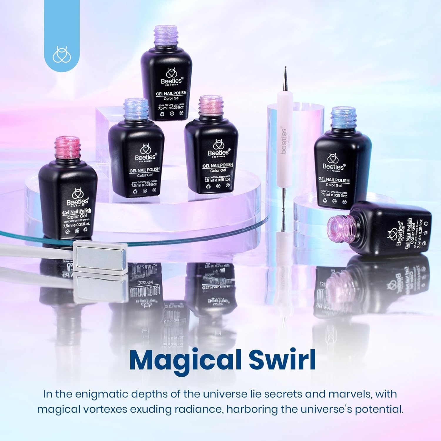 image:imageBeetles Purple Gel Nail Polish Set 6 Colors Spring Glitter Pink Milky White Romantic Garden Collection Gel Polish Soak Off Uv Led Lamp Cured Diy Manicure for Women00Magical Swirl