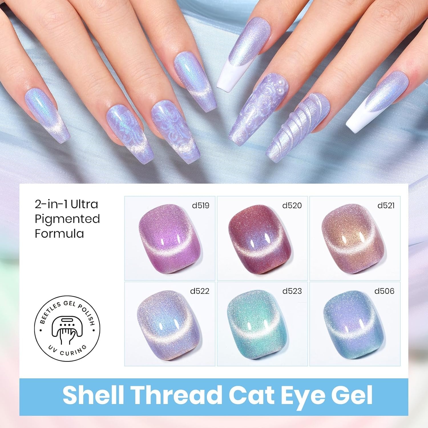 image:imageBeetles Purple Gel Nail Polish Set 6 Colors Spring Glitter Pink Milky White Romantic Garden Collection Gel Polish Soak Off Uv Led Lamp Cured Diy Manicure for Women00Magical Swirl