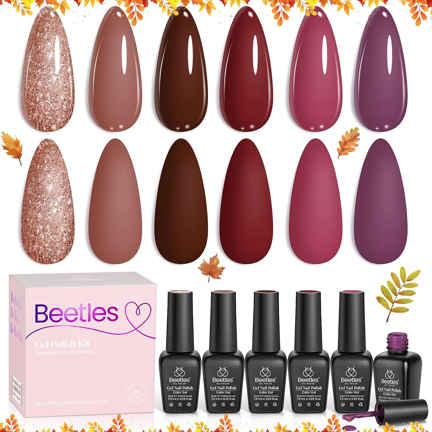 image:imagebeetles Summer Gel Polish Set 6 Colors Purple Blue Gel Nail Polish Red Green Gel Polish Set Manicure Nail Art DIY Home for Women Nails0006 Colors Silent Flower