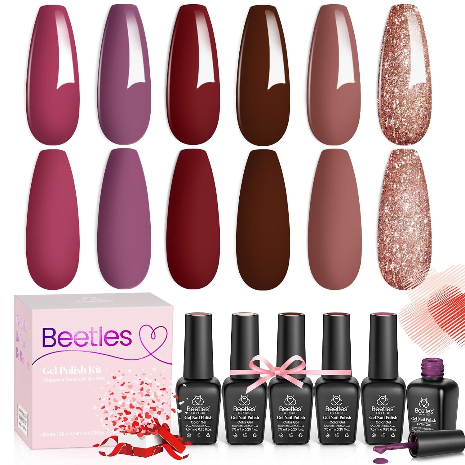 image:imagebeetles Summer Gel Polish Set 6 Colors Purple Blue Gel Nail Polish Red Green Gel Polish Set Manicure Nail Art DIY Home for Women Nails0006 Colors Silent Flower