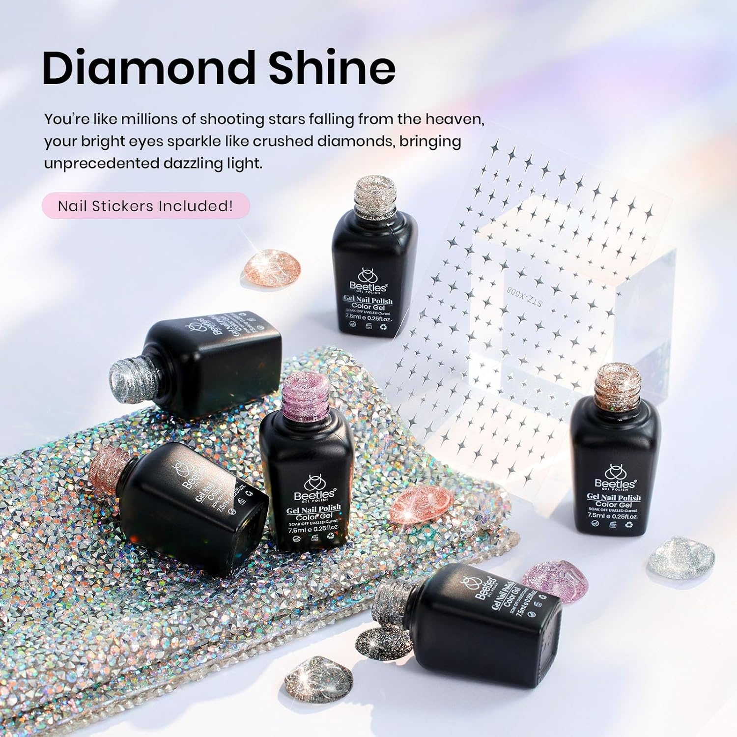 image:imagebeetles Summer Gel Polish Set 6 Colors Purple Blue Gel Nail Polish Red Green Gel Polish Set Manicure Nail Art DIY Home for Women Nails006 Colors Diamond Shine Gel Polish