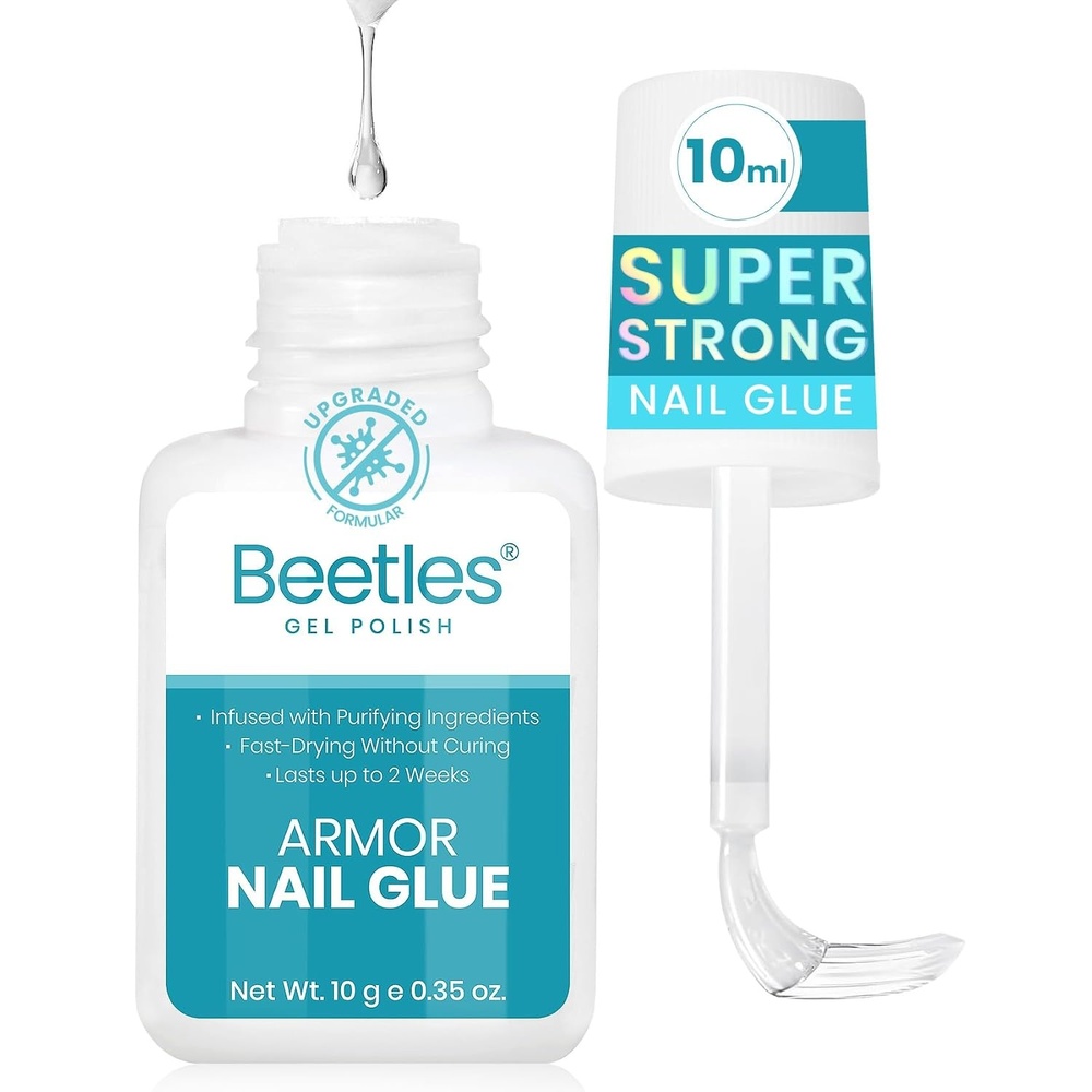 image:imageBeetles 10ml Super Strong Nail Glue 10s FastDrying Brush On Glue for Press On Fake Acrylic Nail Tips Upgraded Formula Long Lasting No UV Needed for Beginners DIY Home00Super Strong Nail Glue 10ml