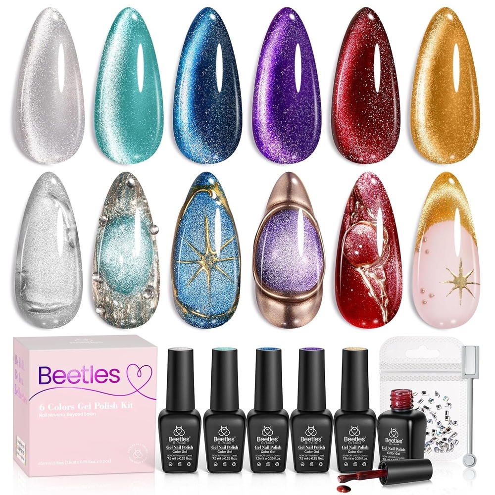 image:imageBeetles Purple Gel Nail Polish Set 6 Colors Spring Glitter Pink Milky White Romantic Garden Collection Gel Polish Soak Off Uv Led Lamp Cured Diy Manicure for Women006 Colors Urban Grace Cat Eye