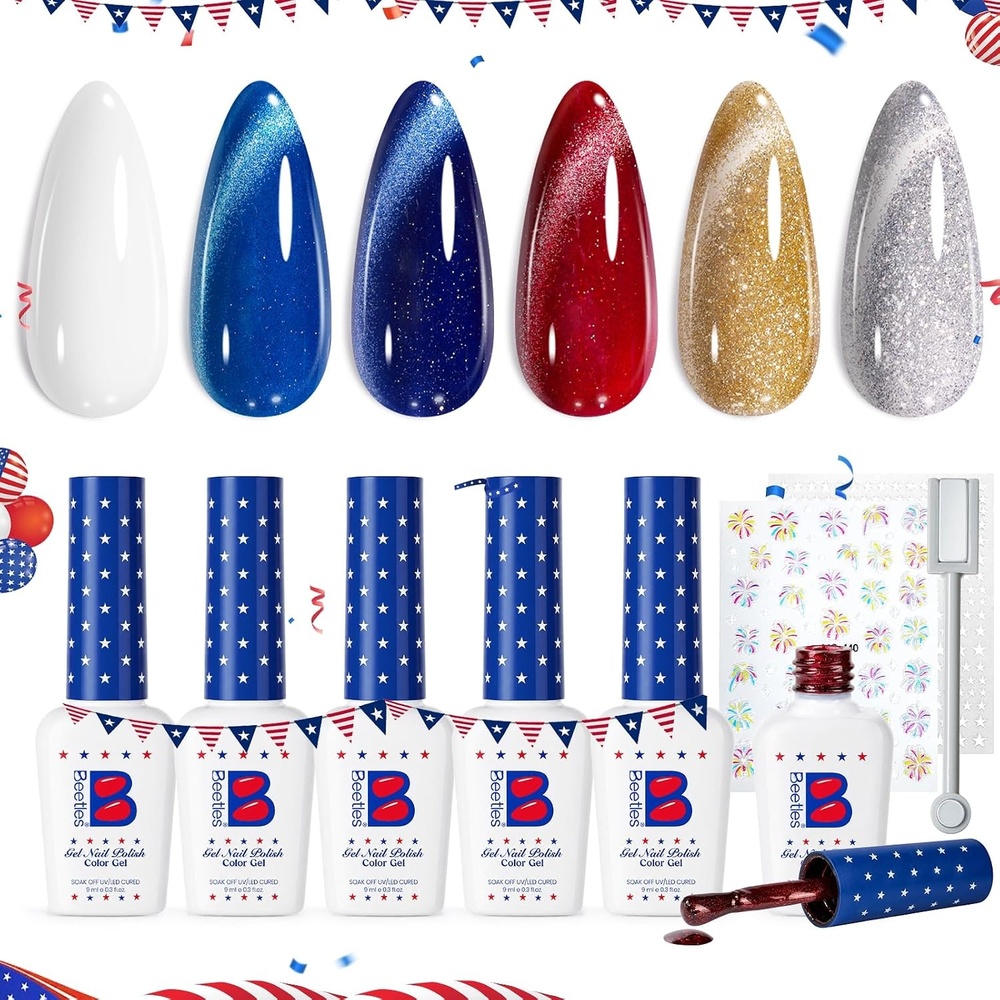 image:imageBeetles Purple Gel Nail Polish Set 6 Colors Spring Glitter Pink Milky White Romantic Garden Collection Gel Polish Soak Off Uv Led Lamp Cured Diy Manicure for WomenIndependence Spark