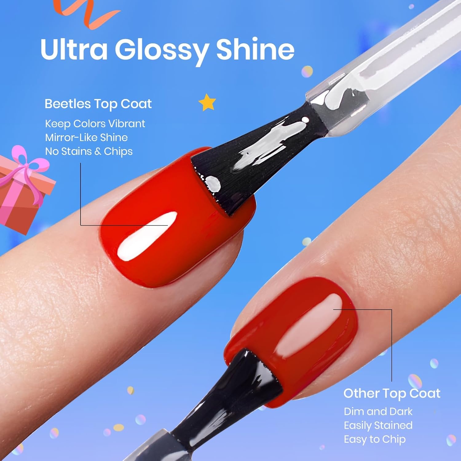 image:imageBeetles Matte Gel Top Coat for Gel Nail Polish 75ML Chrome Proof Matte Top Coat No Wipe PowderResist Matte Finish for Detail Chrome Nail Powder Painting Long Lasting UV Nail ArtClear No Wipe Gel Top and Base Coat Set