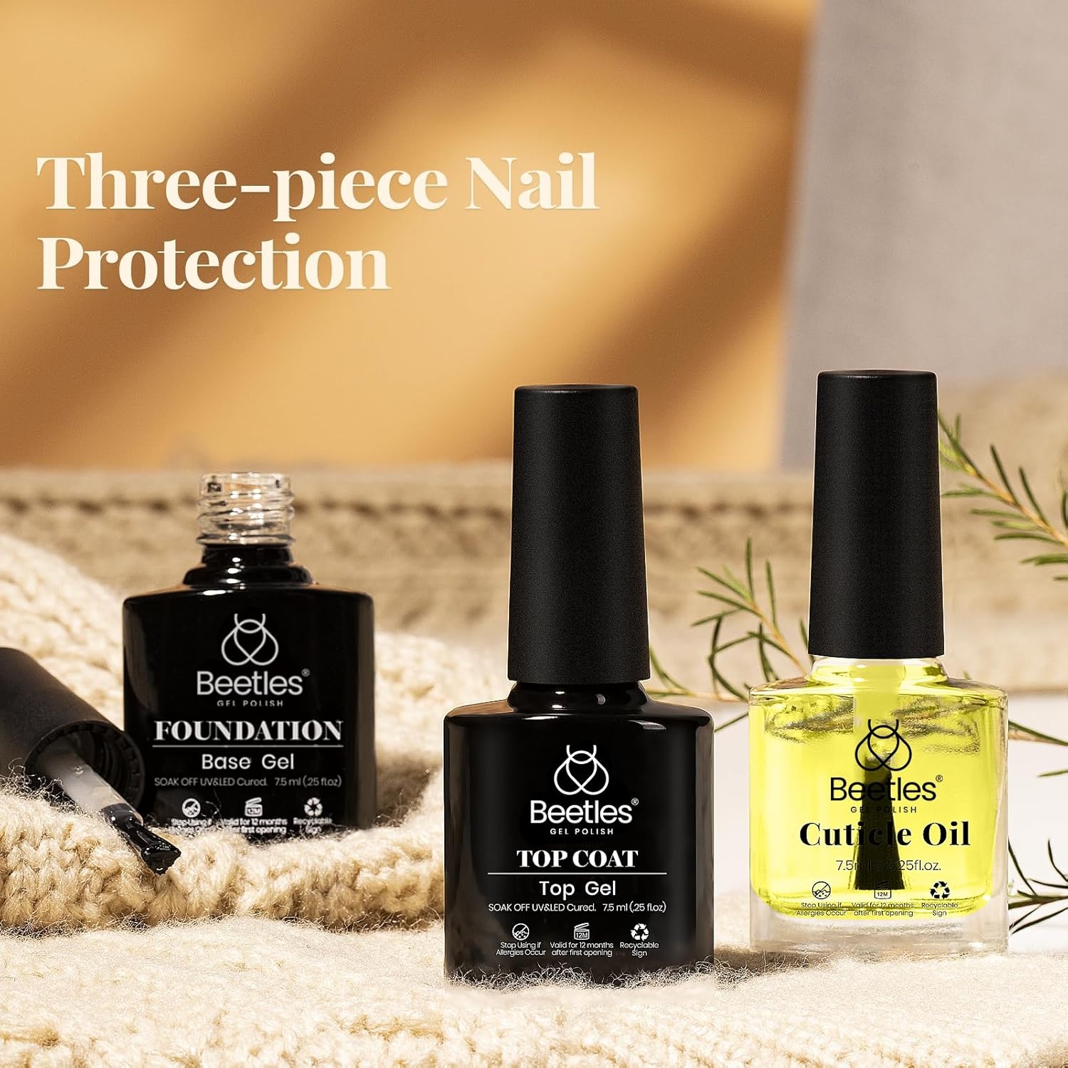 image:imageBeetles Matte Gel Top Coat for Gel Nail Polish 75ML Chrome Proof Matte Top Coat No Wipe PowderResist Matte Finish for Detail Chrome Nail Powder Painting Long Lasting UV Nail ArtClear Base Top Coat and Cuticle Oil Set