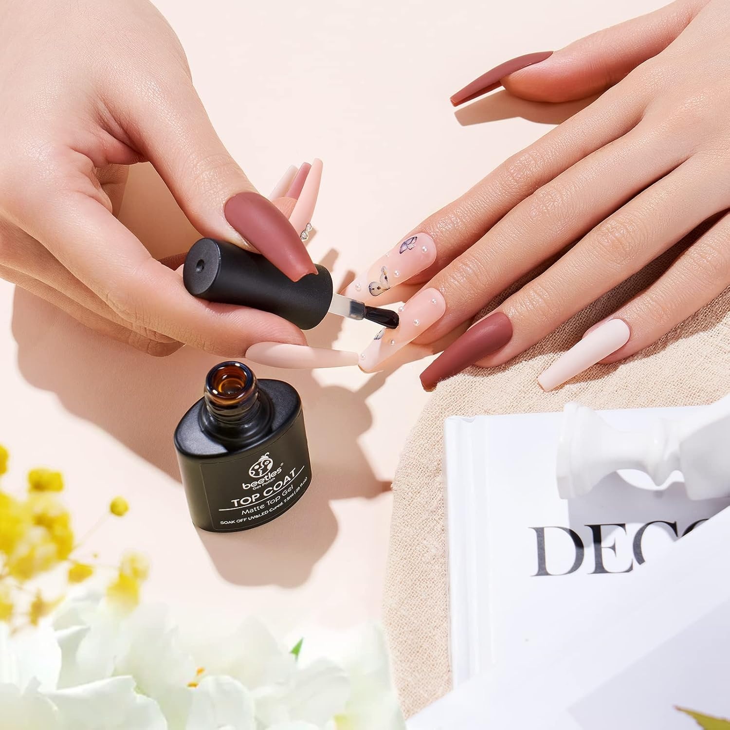image:imageBeetles Matte Gel Top Coat for Gel Nail Polish 75ML Chrome Proof Matte Top Coat No Wipe PowderResist Matte Finish for Detail Chrome Nail Powder Painting Long Lasting UV Nail ArtClear Matte Top Coat