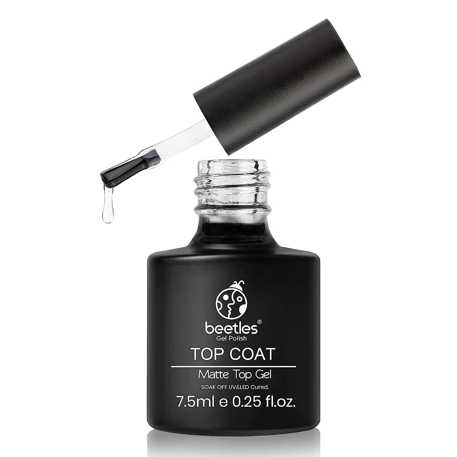 image:imageBeetles Matte Gel Top Coat for Gel Nail Polish 75ML Chrome Proof Matte Top Coat No Wipe PowderResist Matte Finish for Detail Chrome Nail Powder Painting Long Lasting UV Nail ArtClear Matte Top Coat