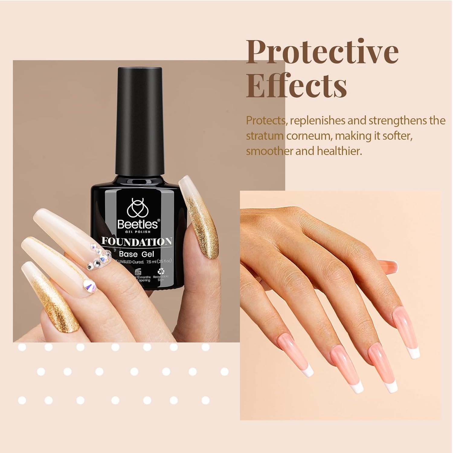 image:imageBeetles Matte Gel Top Coat for Gel Nail Polish 75ML Chrome Proof Matte Top Coat No Wipe PowderResist Matte Finish for Detail Chrome Nail Powder Painting Long Lasting UV Nail ArtClear Base Top Coat and Cuticle Oil Set
