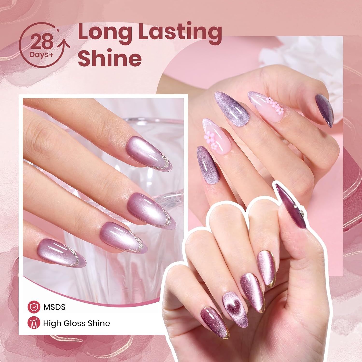 image:imageBeetles Gel Nail Polish 6 Colors Pink Purple Burgundy Red Plum Glitter Gel Polish Ruby Sonatas Collection Soak Off Uv Lamp Cured Nail Art Design Nails Gift for Women DIY Manicure000Ceramic Rose