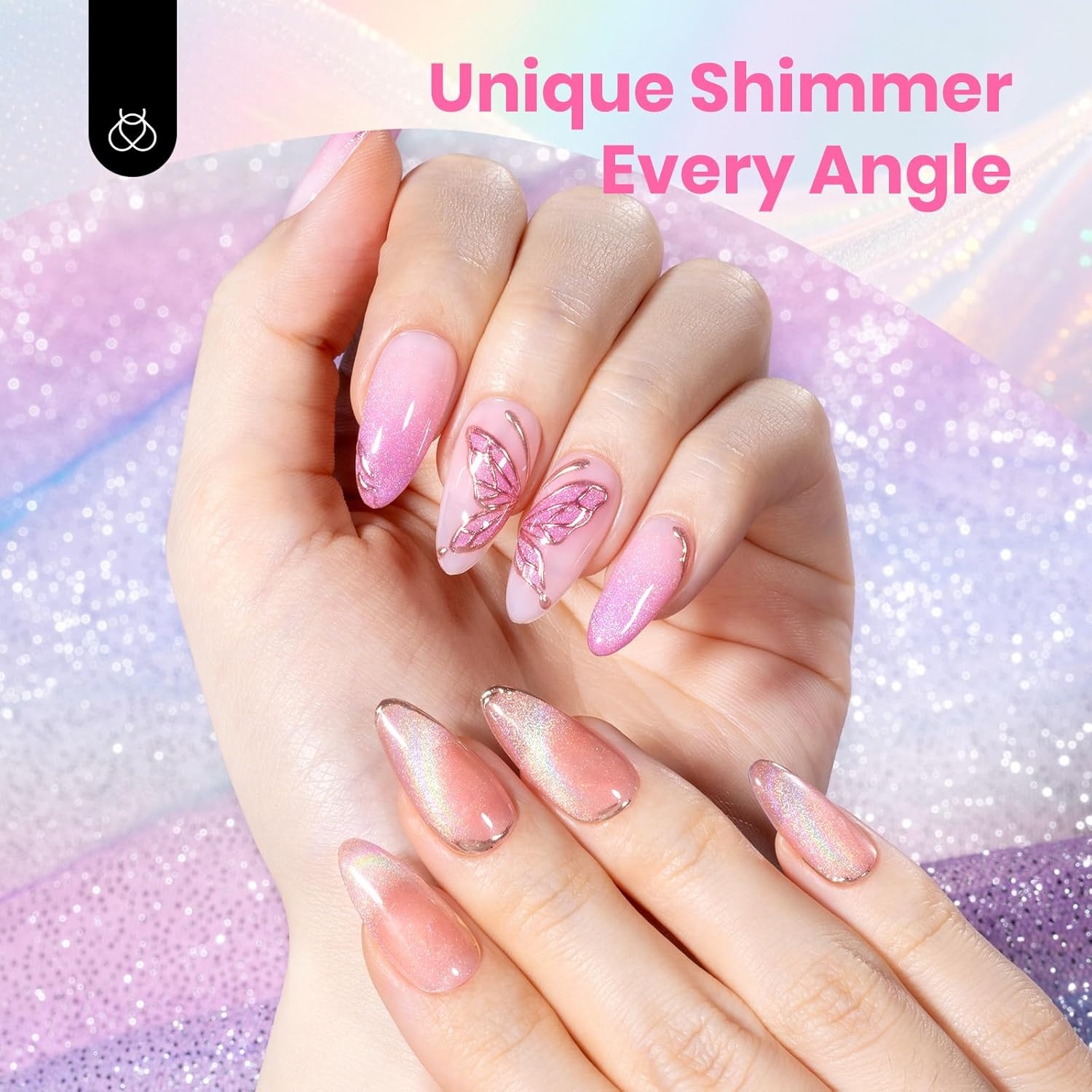 image:imageBeetles Gel Nail Polish 6 Colors Pink Purple Burgundy Red Plum Glitter Gel Polish Ruby Sonatas Collection Soak Off Uv Lamp Cured Nail Art Design Nails Gift for Women DIY ManicureIridescent Halo