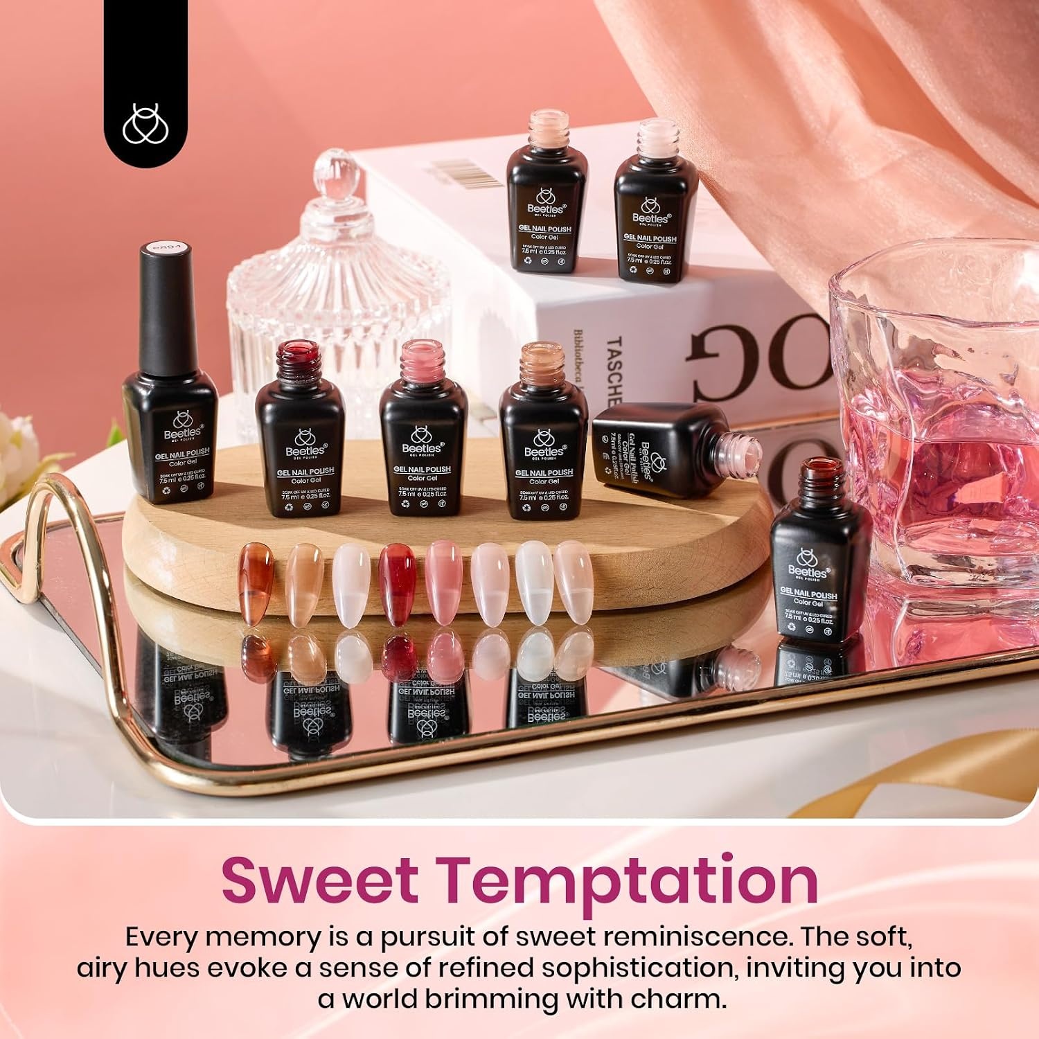 image:imageBeetles Gel Nail Polish 6 Colors Pink Purple Burgundy Red Plum Glitter Gel Polish Ruby Sonatas Collection Soak Off Uv Lamp Cured Nail Art Design Nails Gift for Women DIY Manicure00Sweet Temptation
