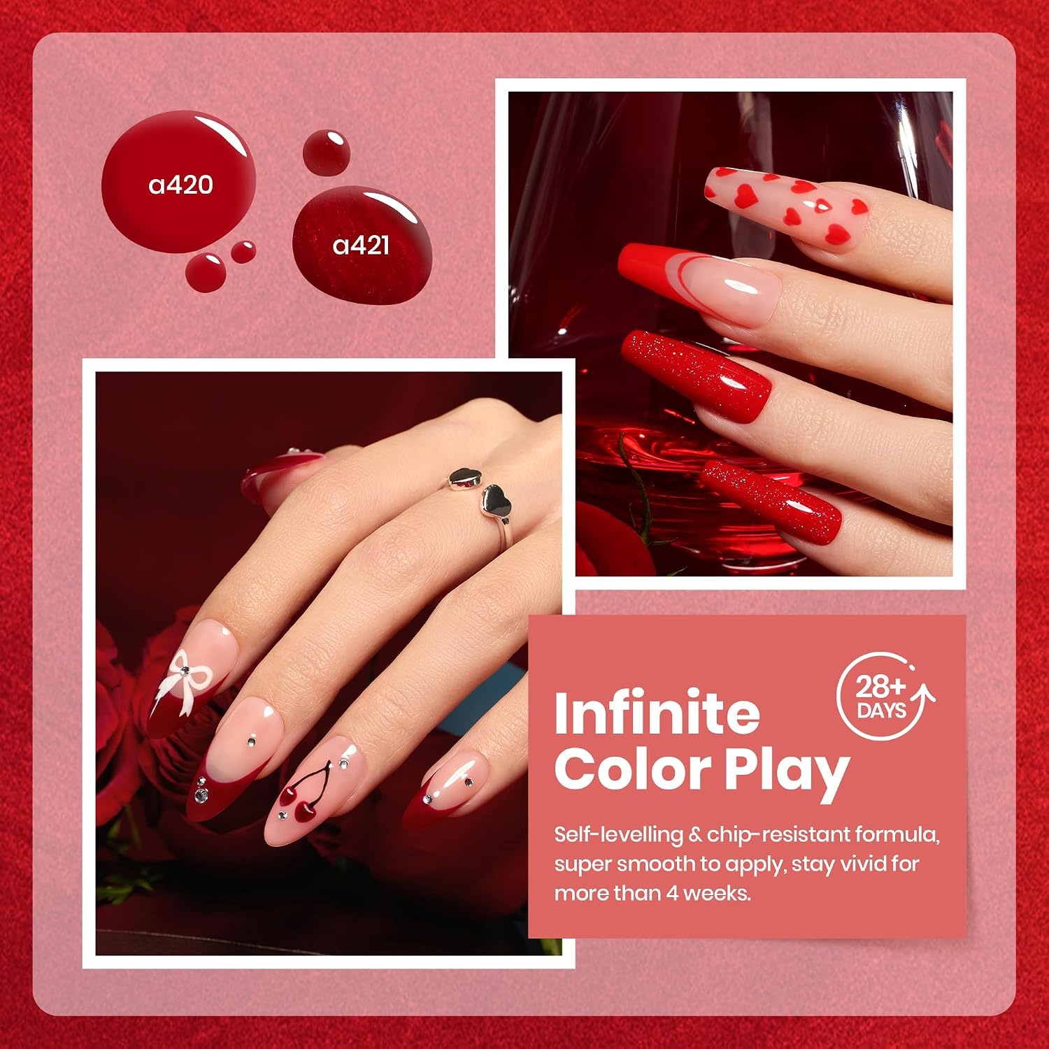 image:imageBeetles Gel Nail Polish 6 Colors Pink Purple Burgundy Red Plum Glitter Gel Polish Ruby Sonatas Collection Soak Off Uv Lamp Cured Nail Art Design Nails Gift for Women DIY Manicure0Red Obsession