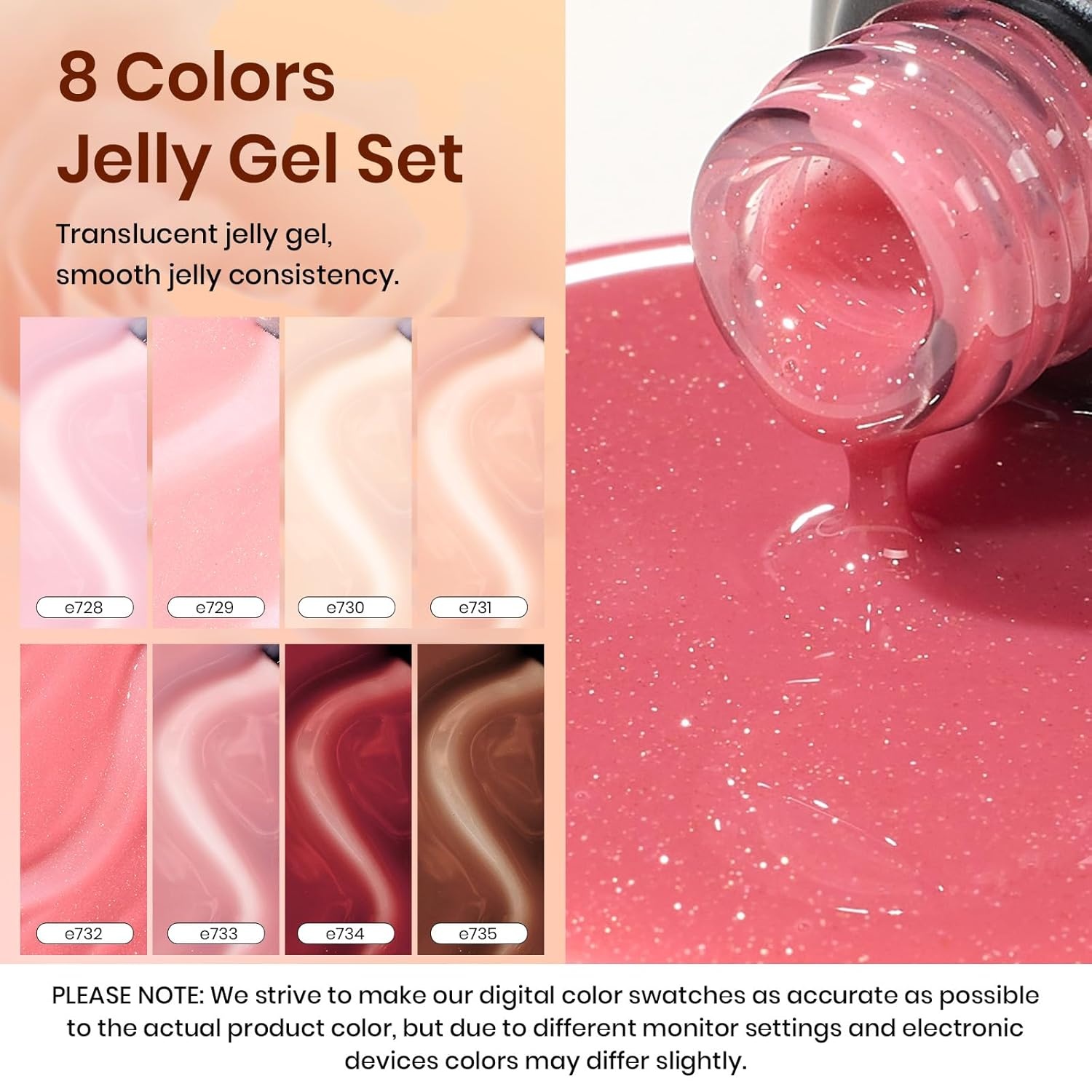 image:imageBeetles Gel Nail Polish 6 Colors Pink Purple Burgundy Red Plum Glitter Gel Polish Ruby Sonatas Collection Soak Off Uv Lamp Cured Nail Art Design Nails Gift for Women DIY Manicure08Color Sunset Rose