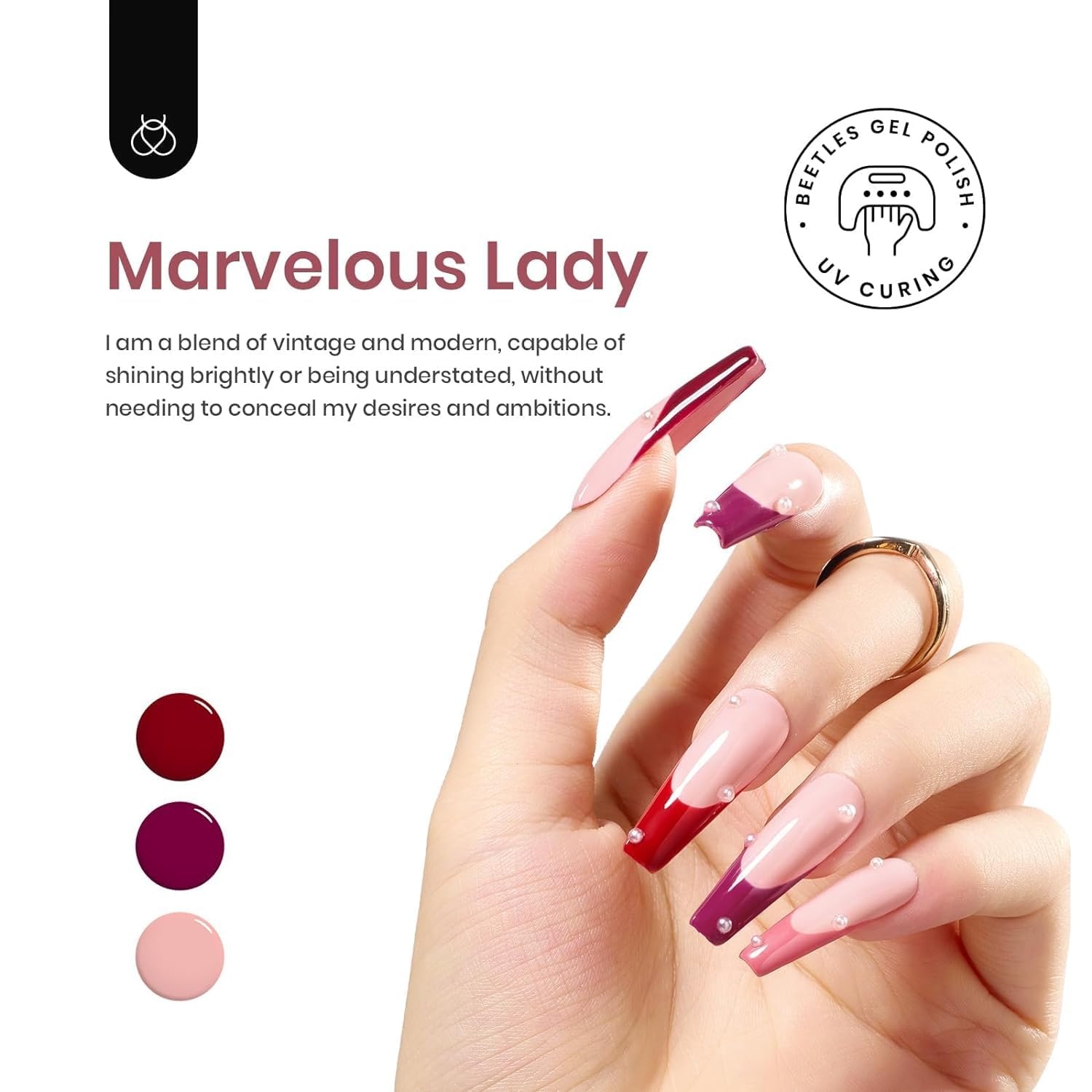 image:imageBeetles Gel Nail Polish 6 Colors Pink Purple Burgundy Red Plum Glitter Gel Polish Ruby Sonatas Collection Soak Off Uv Lamp Cured Nail Art Design Nails Gift for Women DIY Manicure0006 Colors Vintage Rose